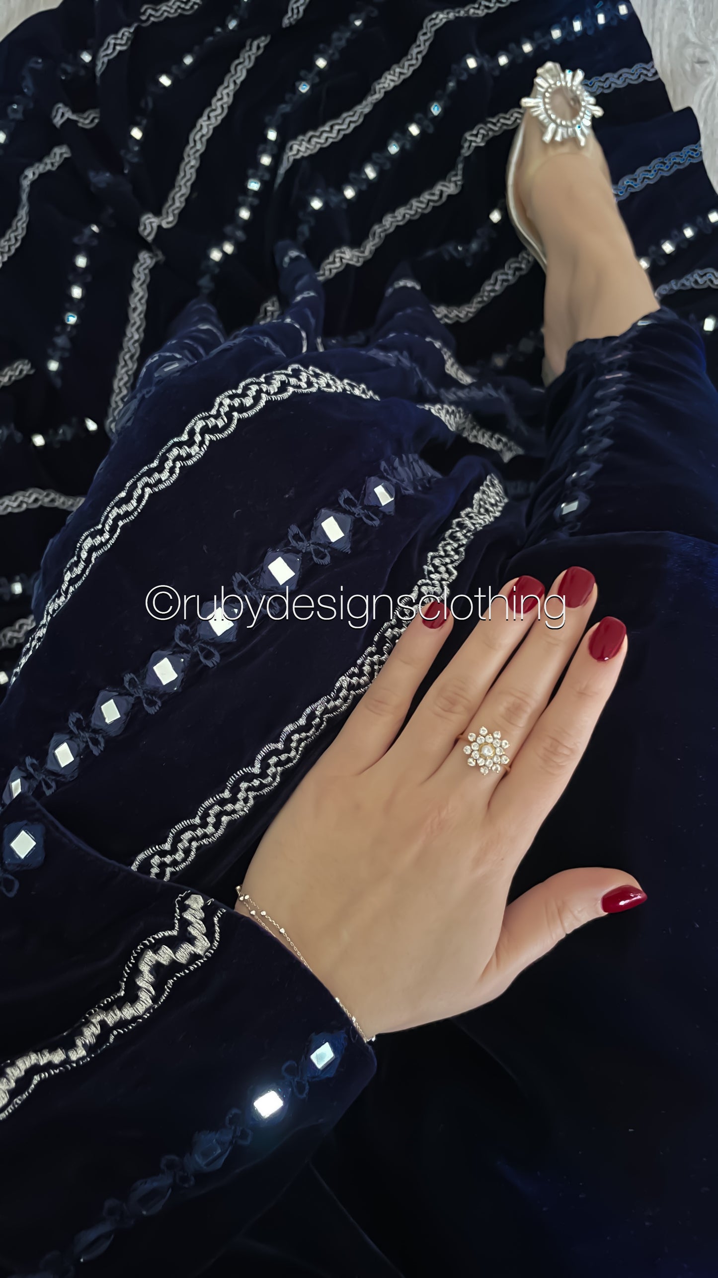 ELMIRA - 3 Piece Luxury Velvet Suit with Heavy Mirror Shawl (8236918309077)