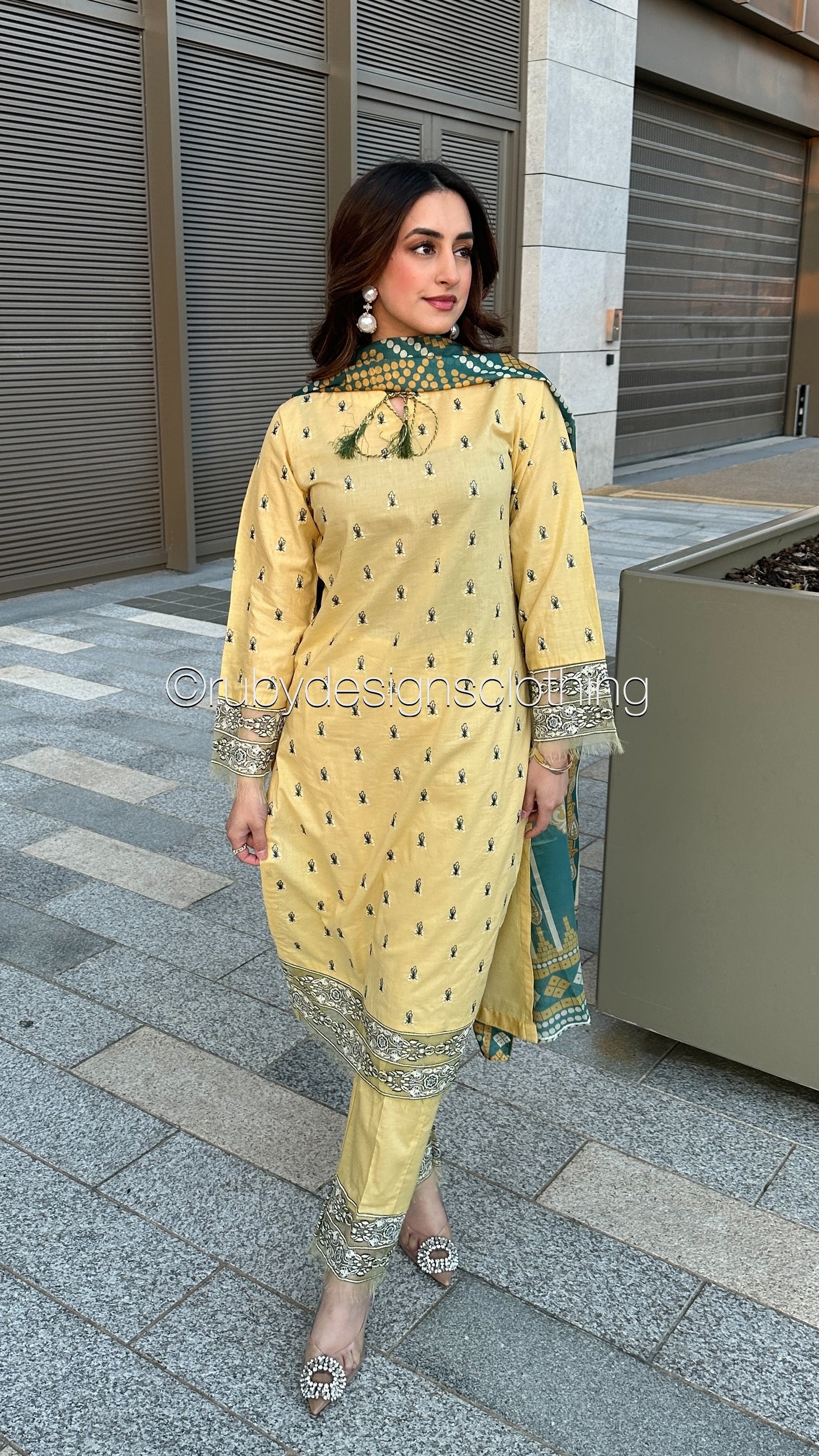MANAL - 3 Piece Yellow Lawn Suit with Silk Dupatta (8583539392725)