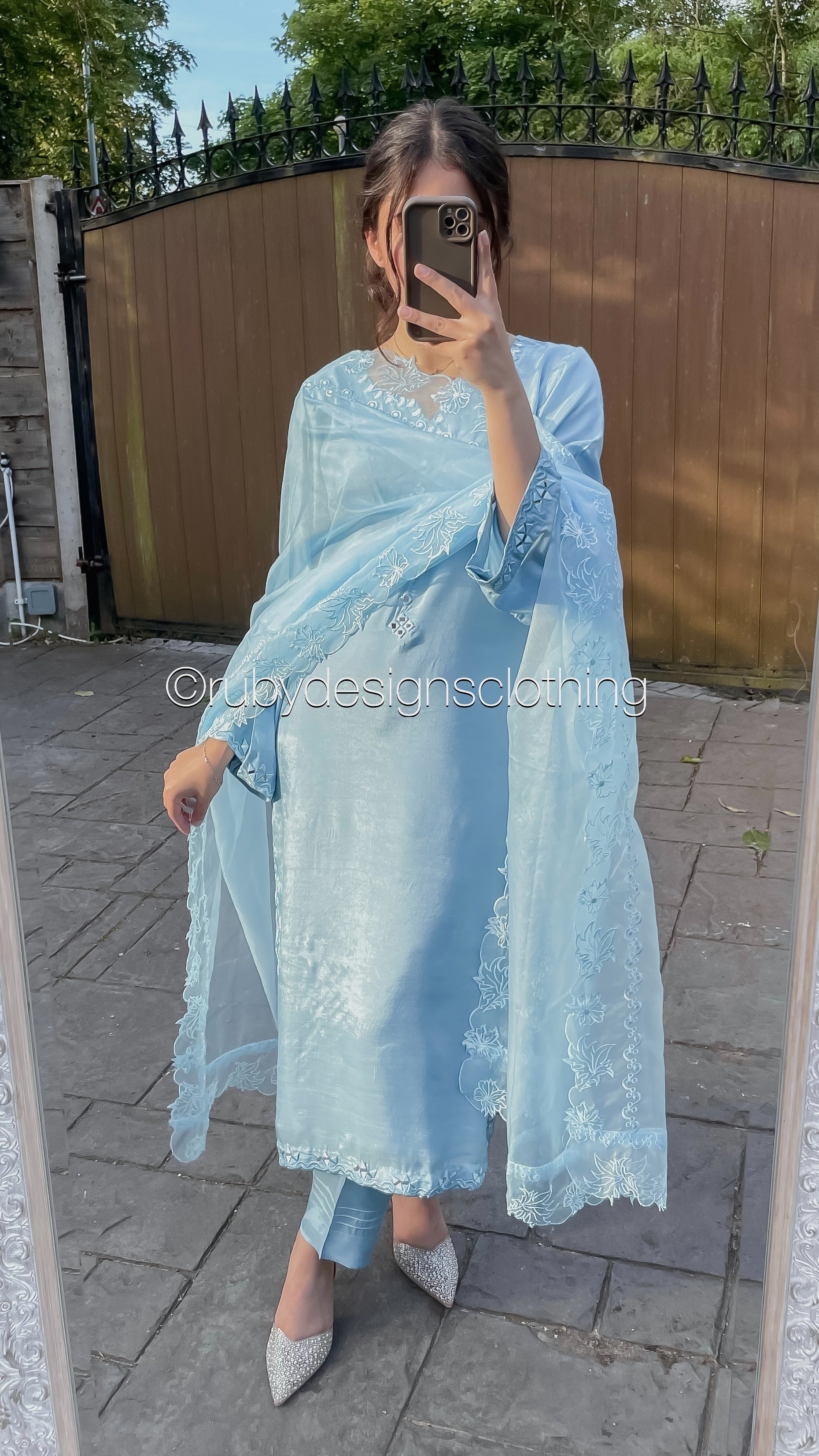ALIZEY Sky - 3 Piece Sky Blue Silk Suit with Organza Dupatta (8559581757653)