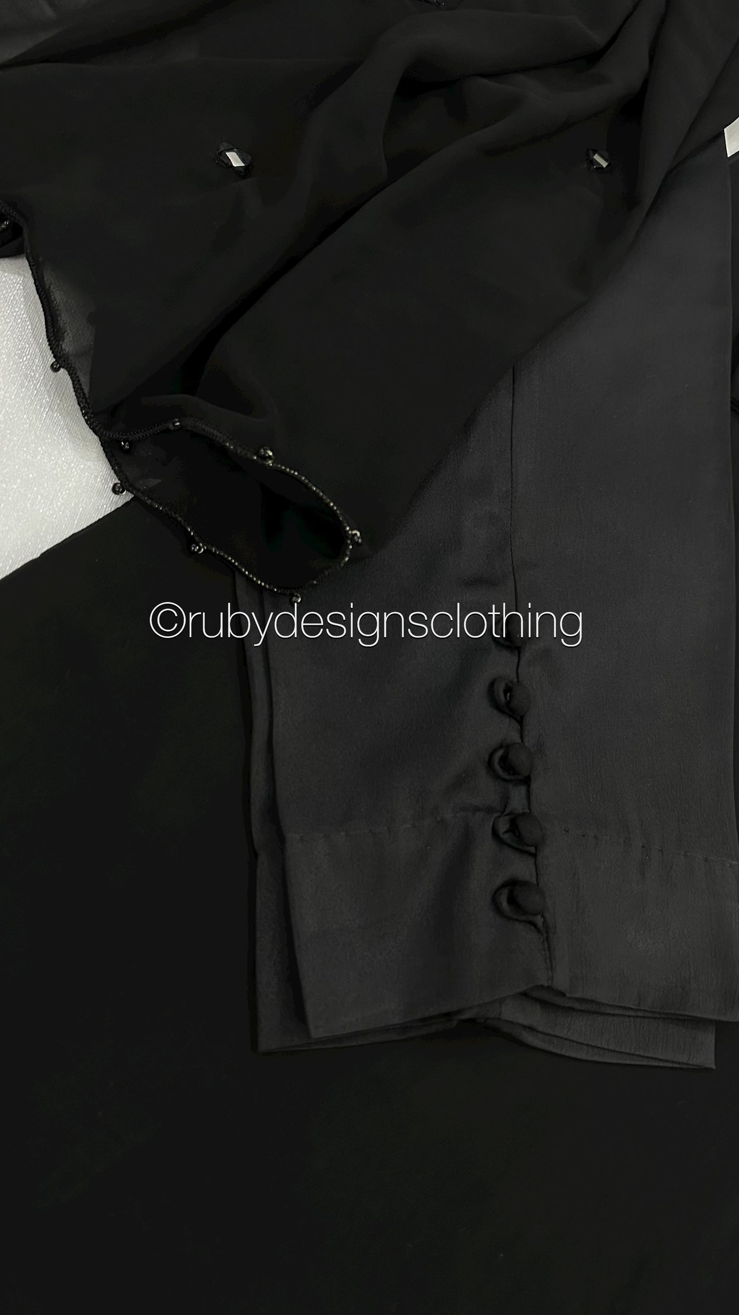 KAYRA Black - 3 Piece Black Chiffon Suit with Split Sleeve (8151996465365)