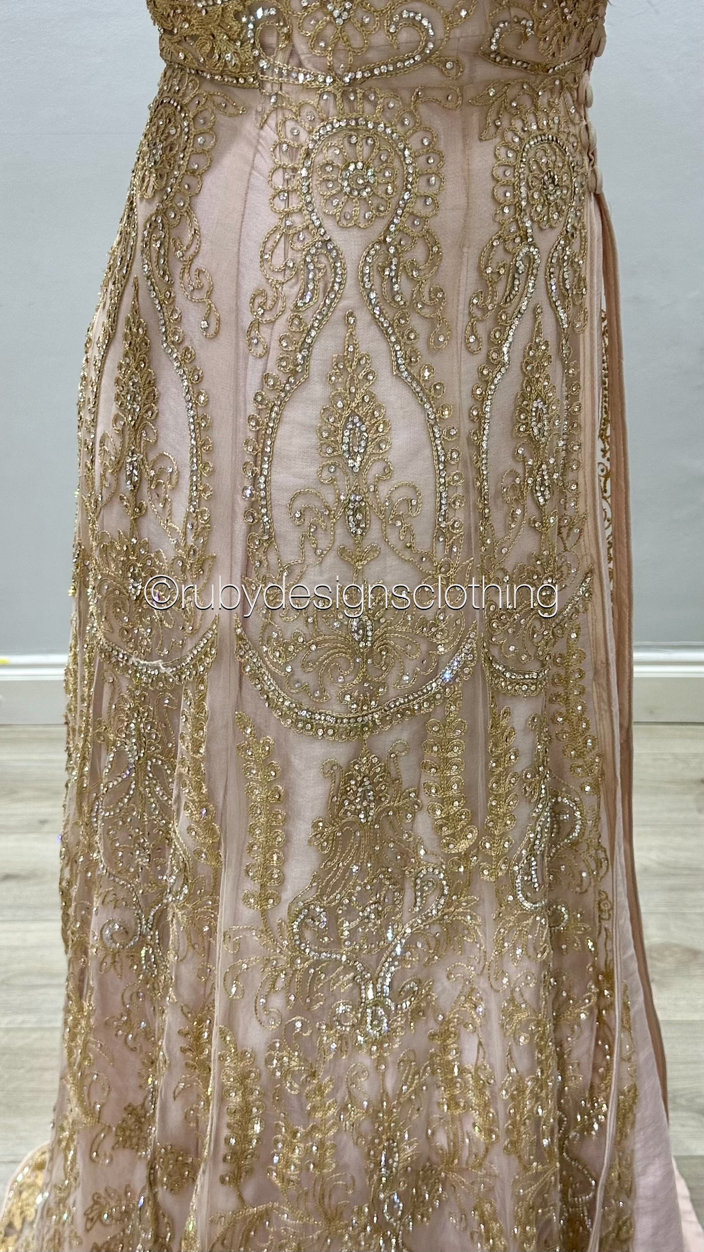 SHEILA - EXCLUSIVE SAMPLE 4 Piece Blush Pink Net Suit with Heavy Embroidery