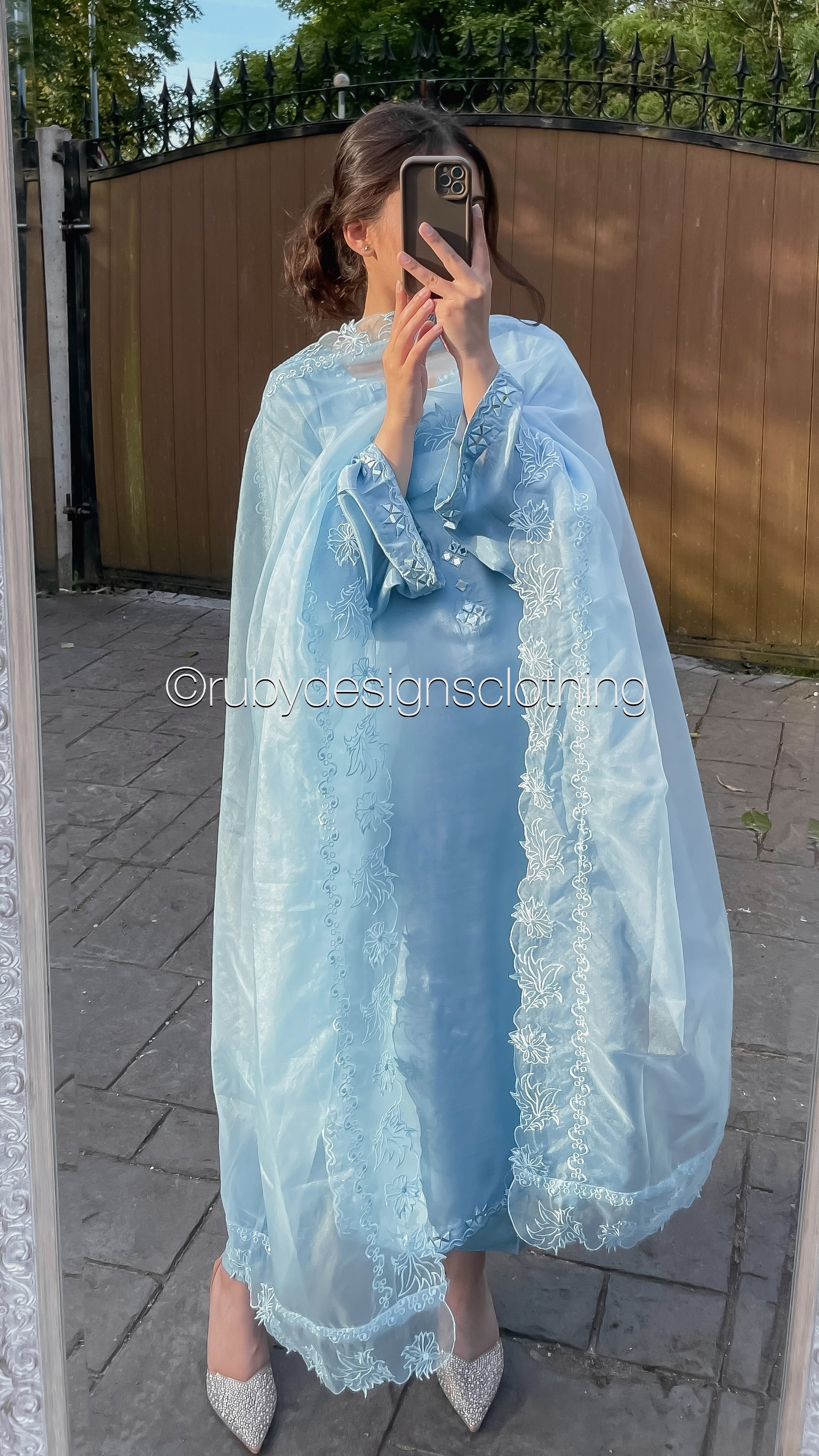 ALIZEY Sky - 3 Piece Sky Blue Silk Suit with Organza Dupatta (8559581757653)