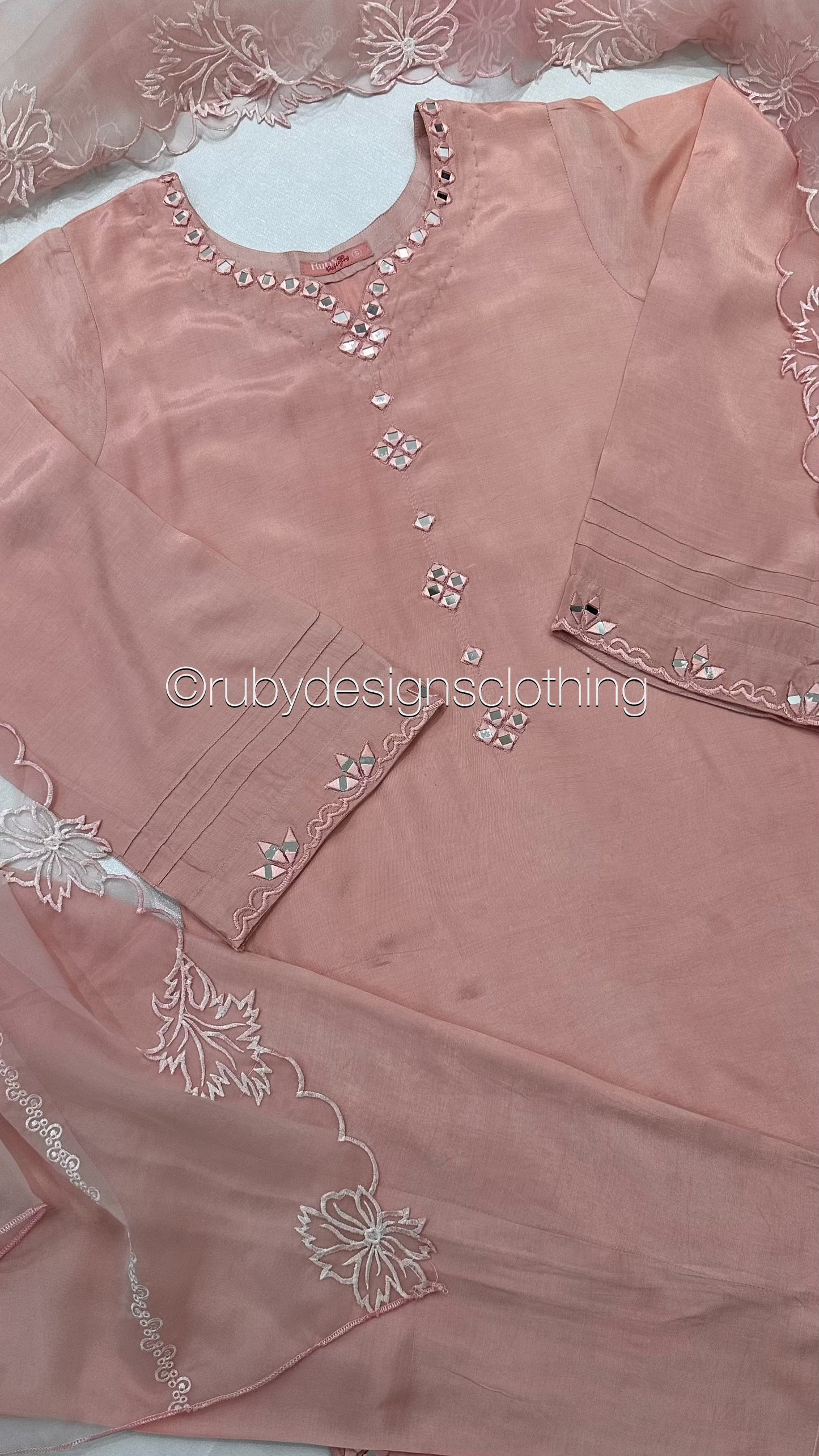 ALIZEY Blush - 3 Piece Blush Pink Silk Suit with Organza Dupatta (8559614820565)