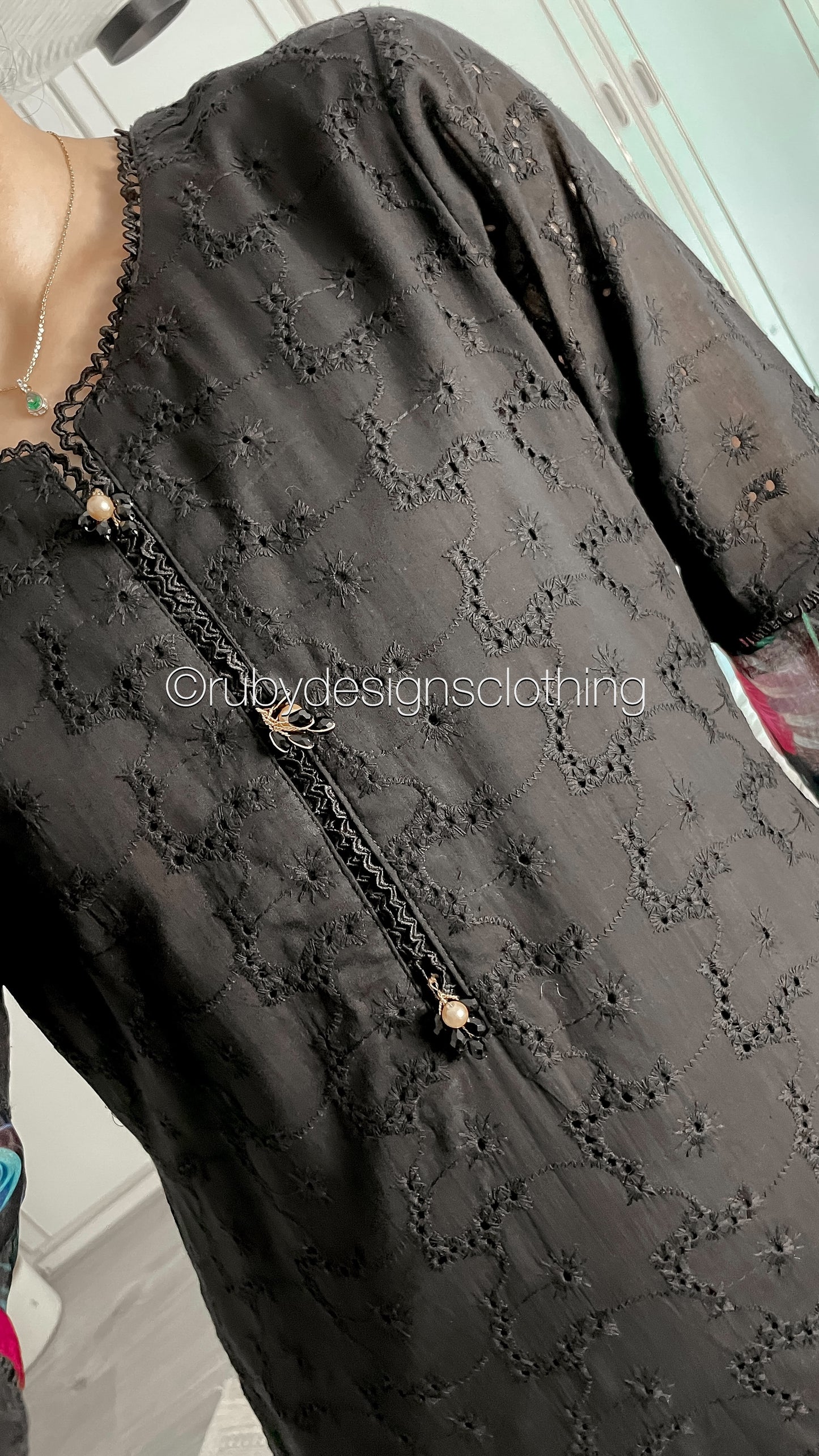 RANI - 3 Piece Black Chikankari Suit with Chiffon Dupatta (8570054443221)