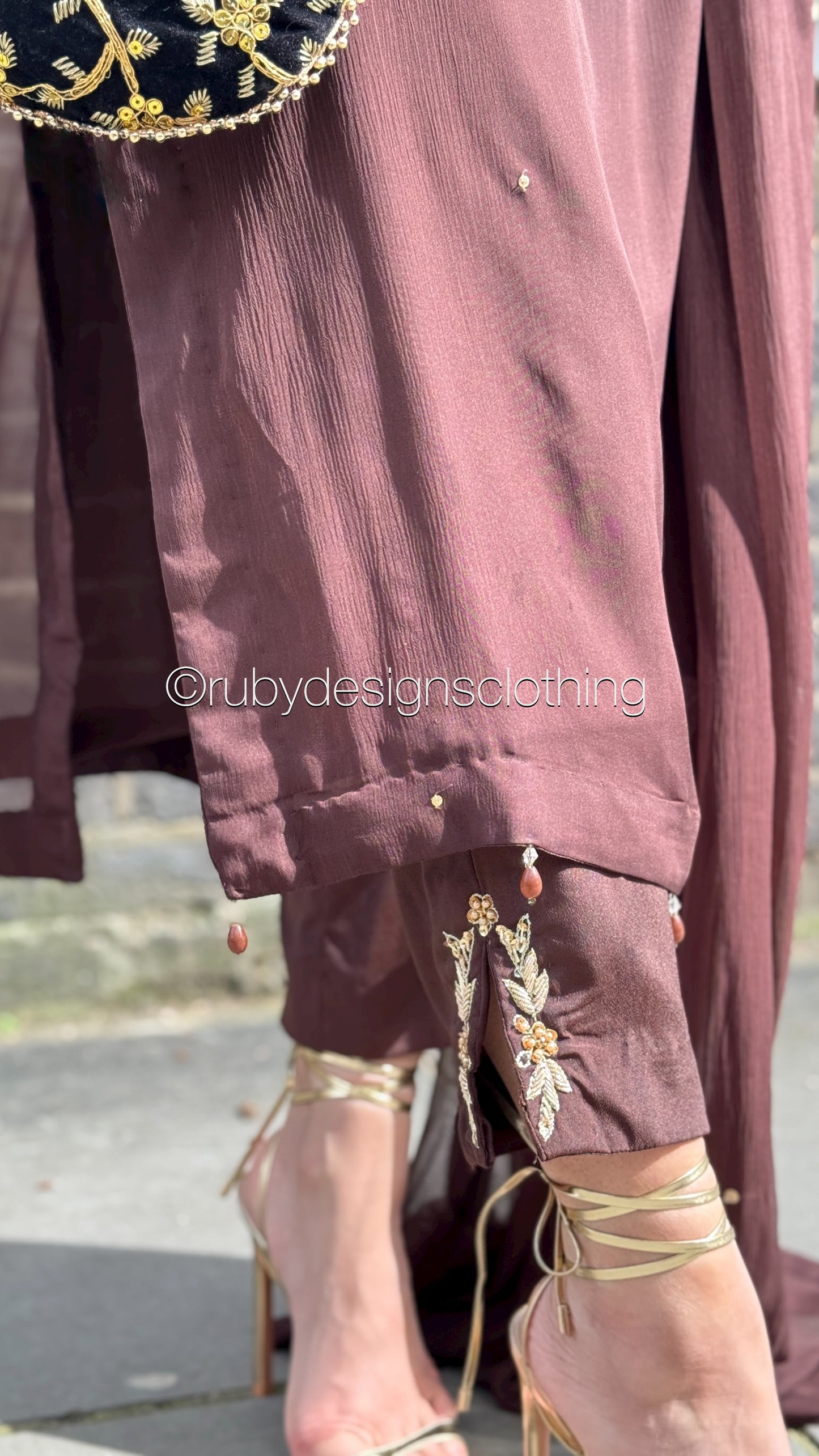 HIRA Brown - 3 Piece Brown Chiffon Suit with Chiffon Dupatta (8380344205525)