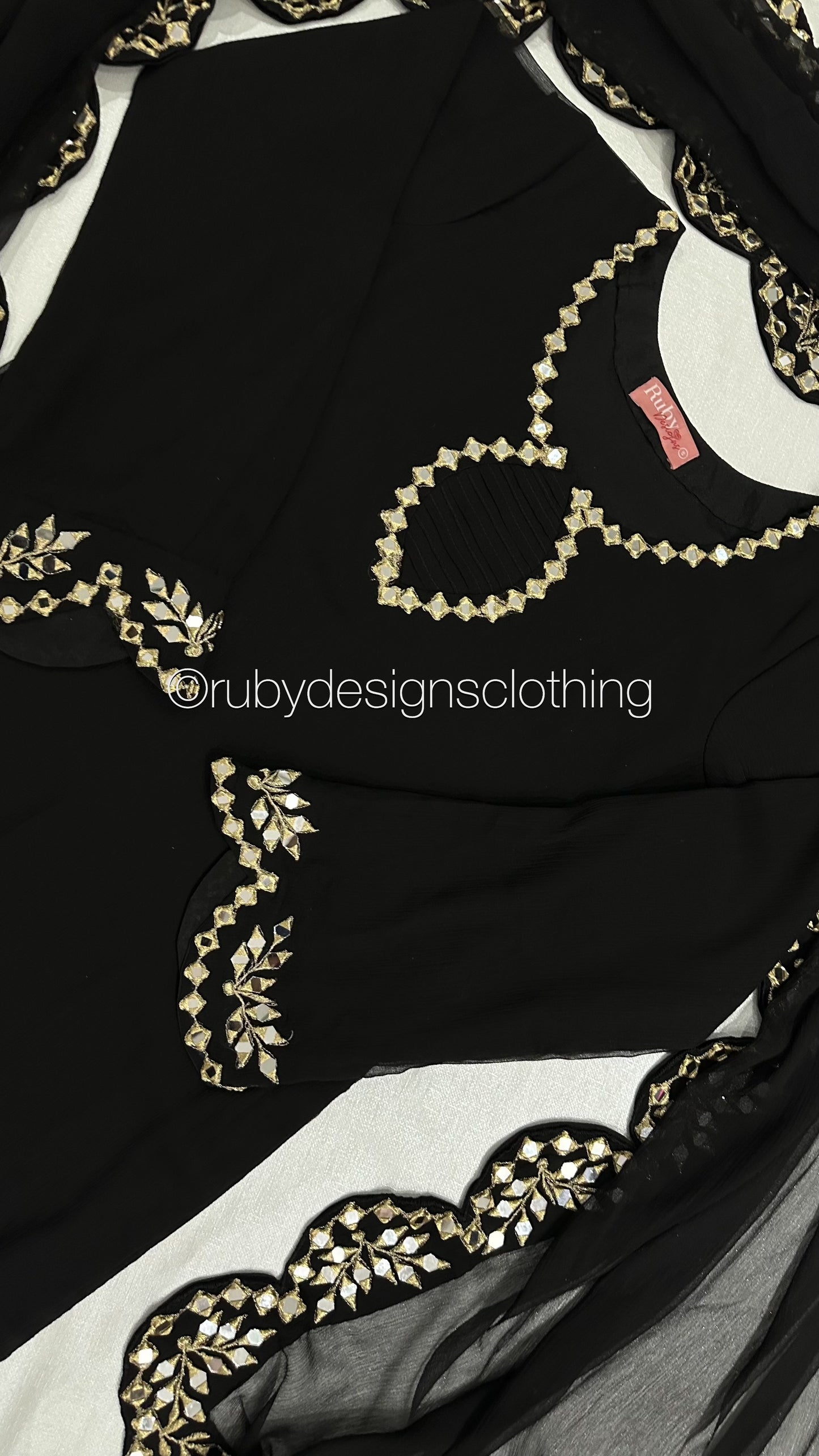 AQSA Noir - 3 Piece Chiffon Suit with Tulip Trouser