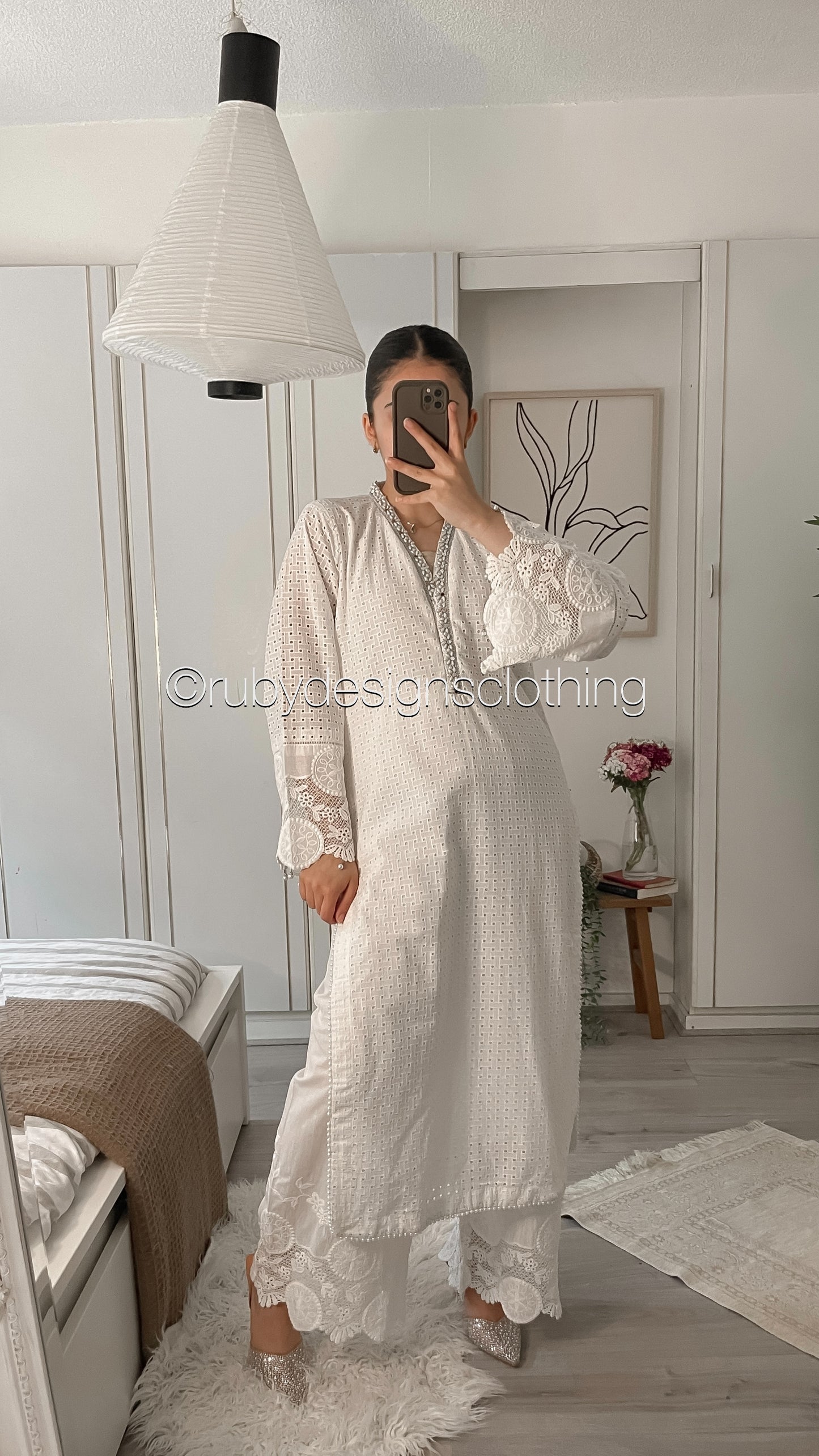 DANIYA - 3 Piece White Chikankari Suit with Chiffon Dupatta (8570237321429) (8747933827285)