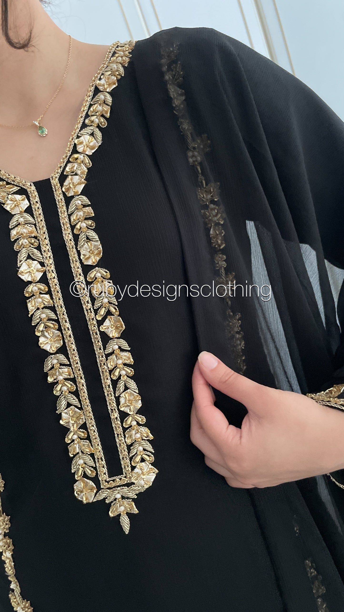 SADAF Black - 3 Piece Black Chiffon Suit with Gota Work (8532769276117)