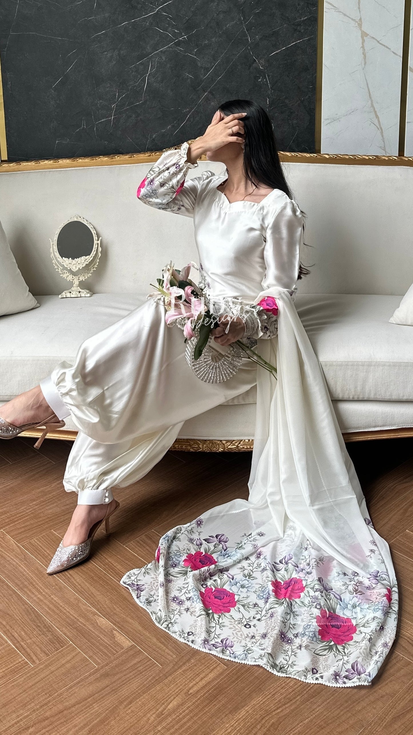 FLEUR Pearl - 3 Piece Silk Suit with Balloon Pants