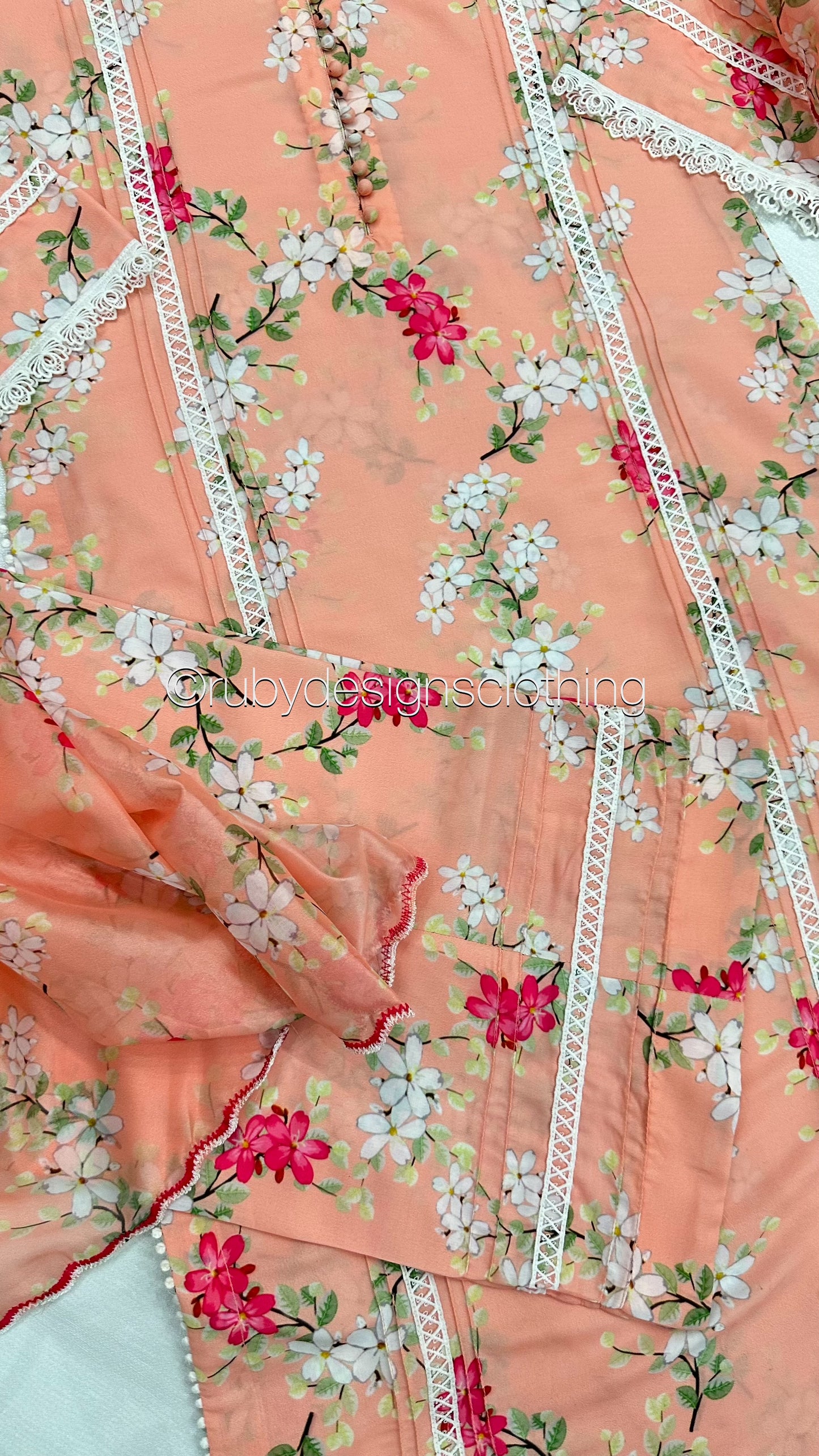 NYLA- 3 Piece Pink/Peach Swiss Lawn Suit with Silk Dupatta (8352648528085)