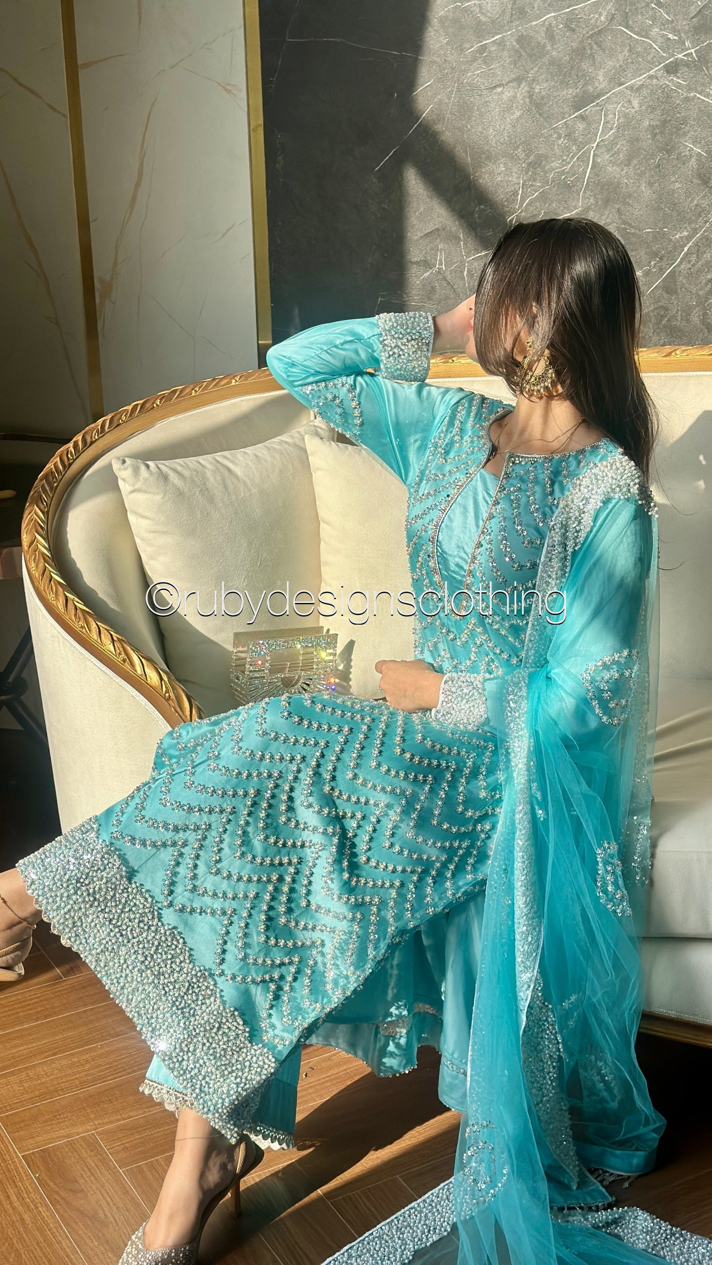 IZMA Ice - 3 Piece Net Suit with Wide Leg Trousers