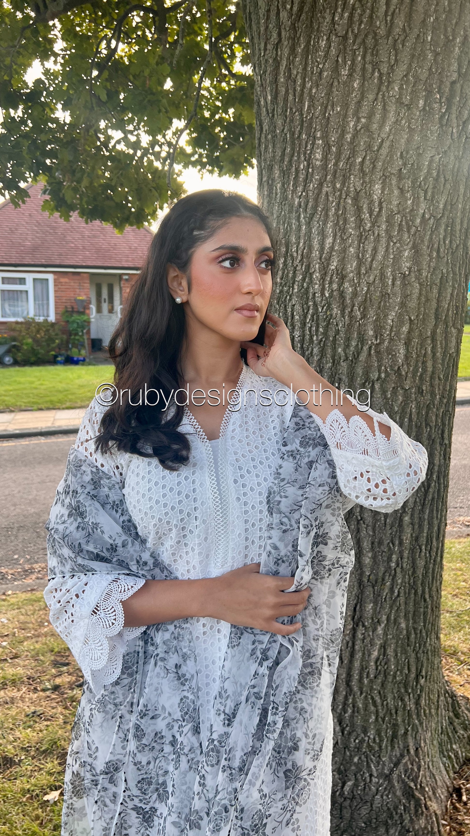 MAHEEN - 3 Piece White Chikankari Suit with Tulip Trouser (8313783124181)