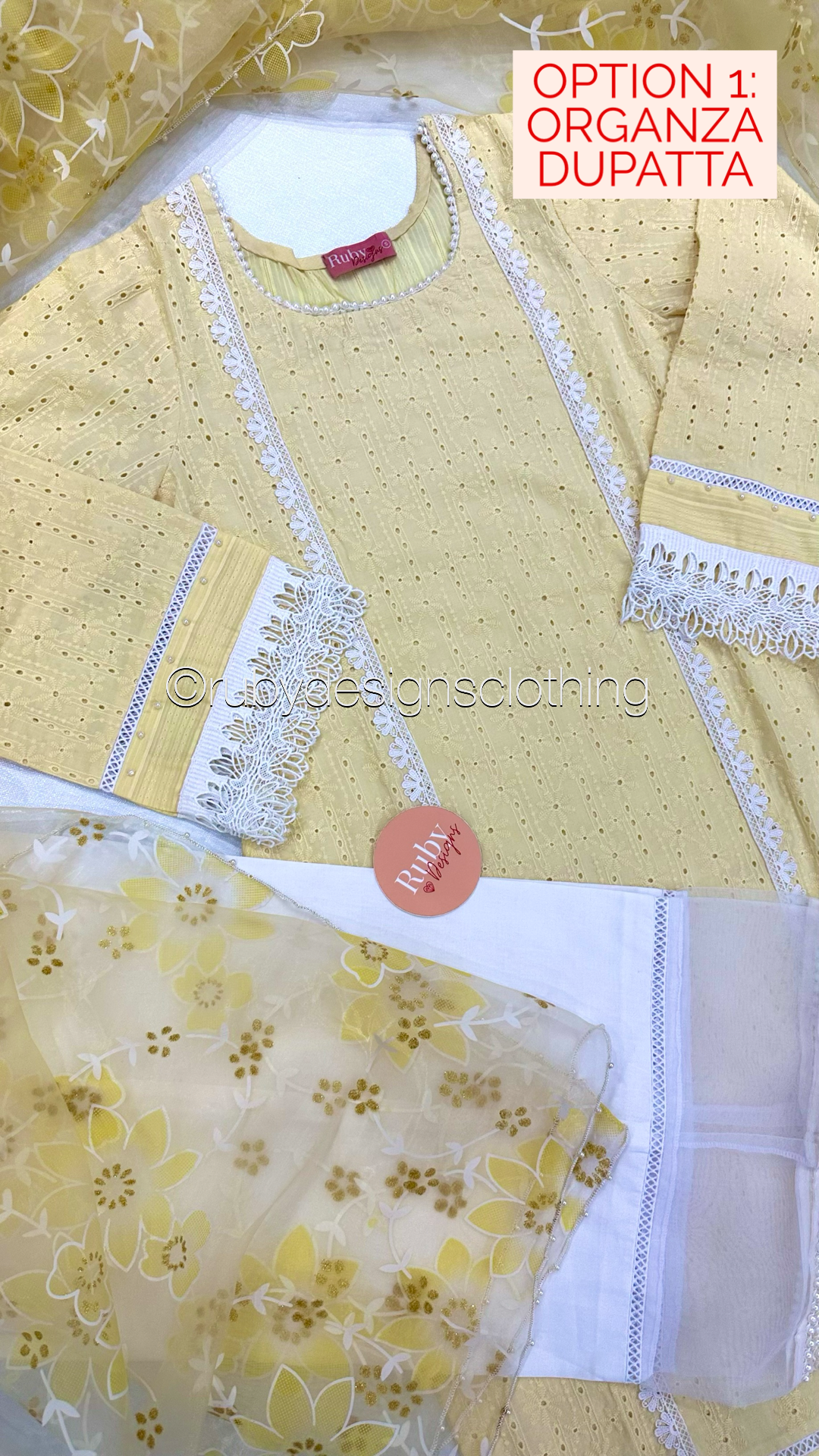 AIMAN - 3 Piece Pale Yellow Chikankari Suit with Organza Dupatta (8313783550165)