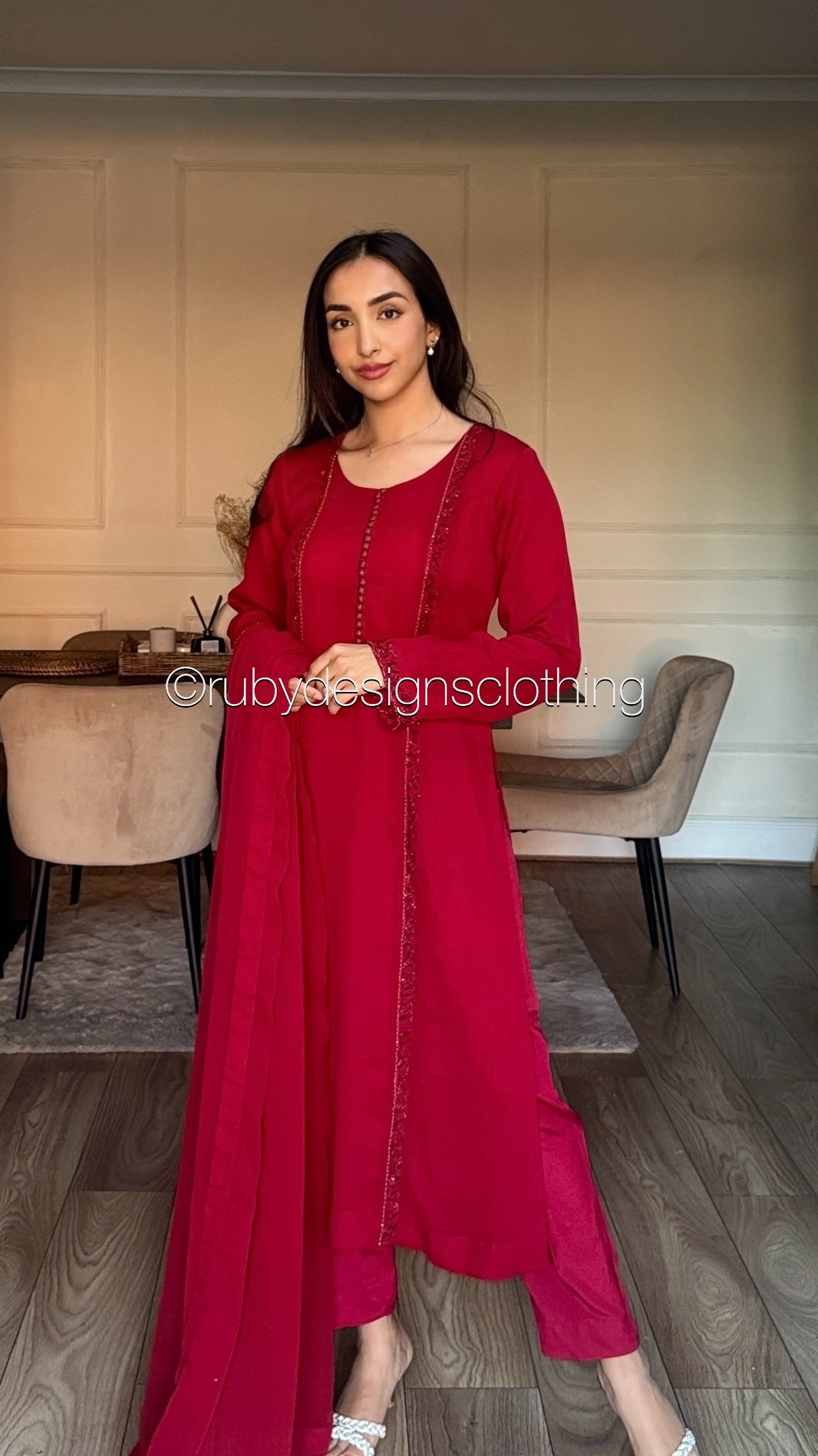 ZYRA Ruby - 3 Piece Chiffon Suit with Trouser