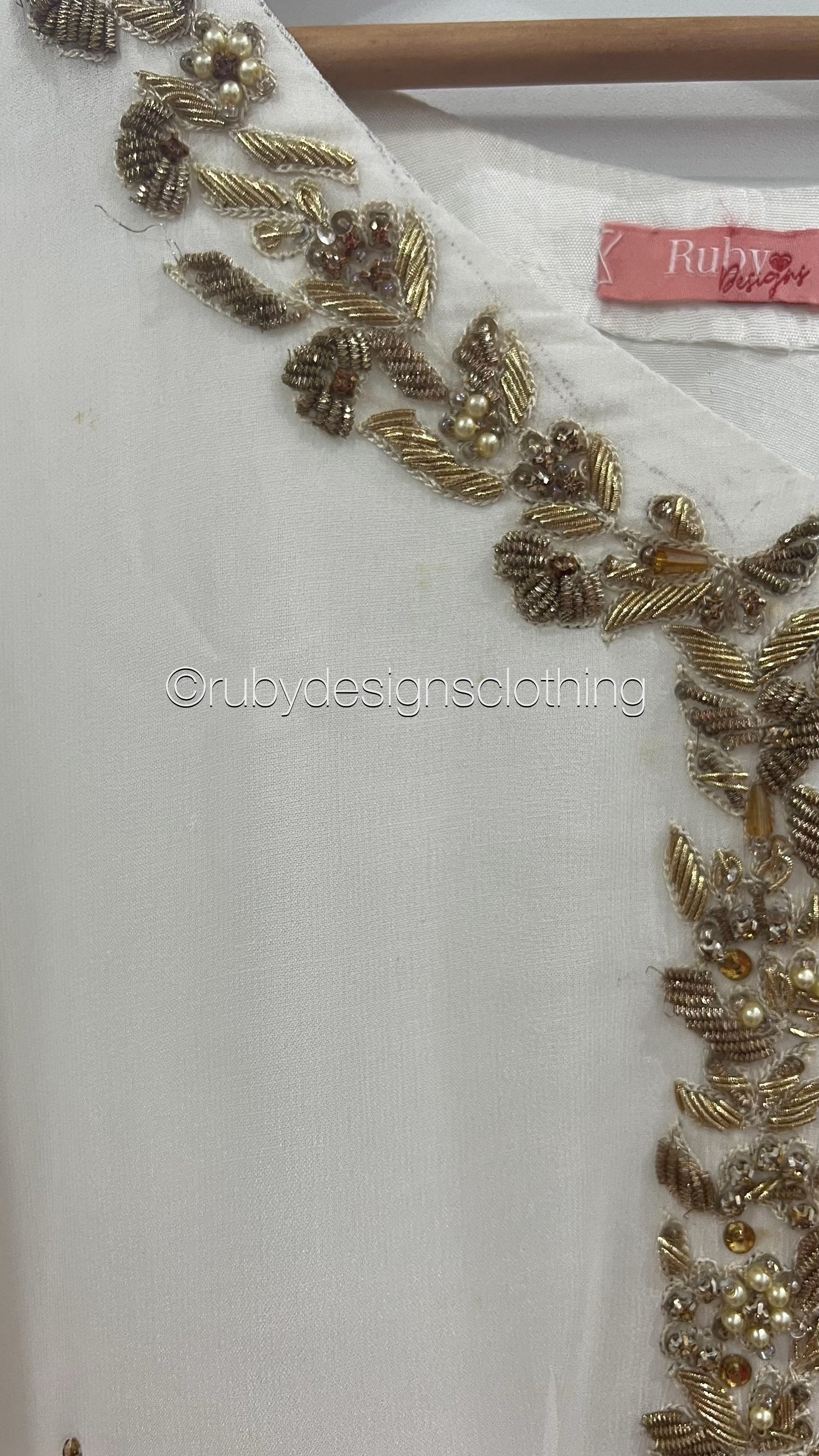 Minor Defect - HIRA White - 3 Piece Chiffon Suit with Chiffon Dupatta (8748150227157)