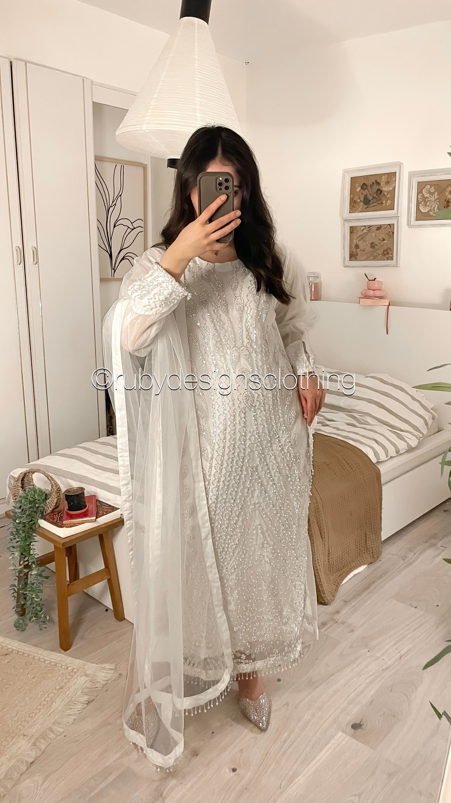 SHIREEN - 3 Piece White Net Suit with Pearl Detailing (8354934227157)