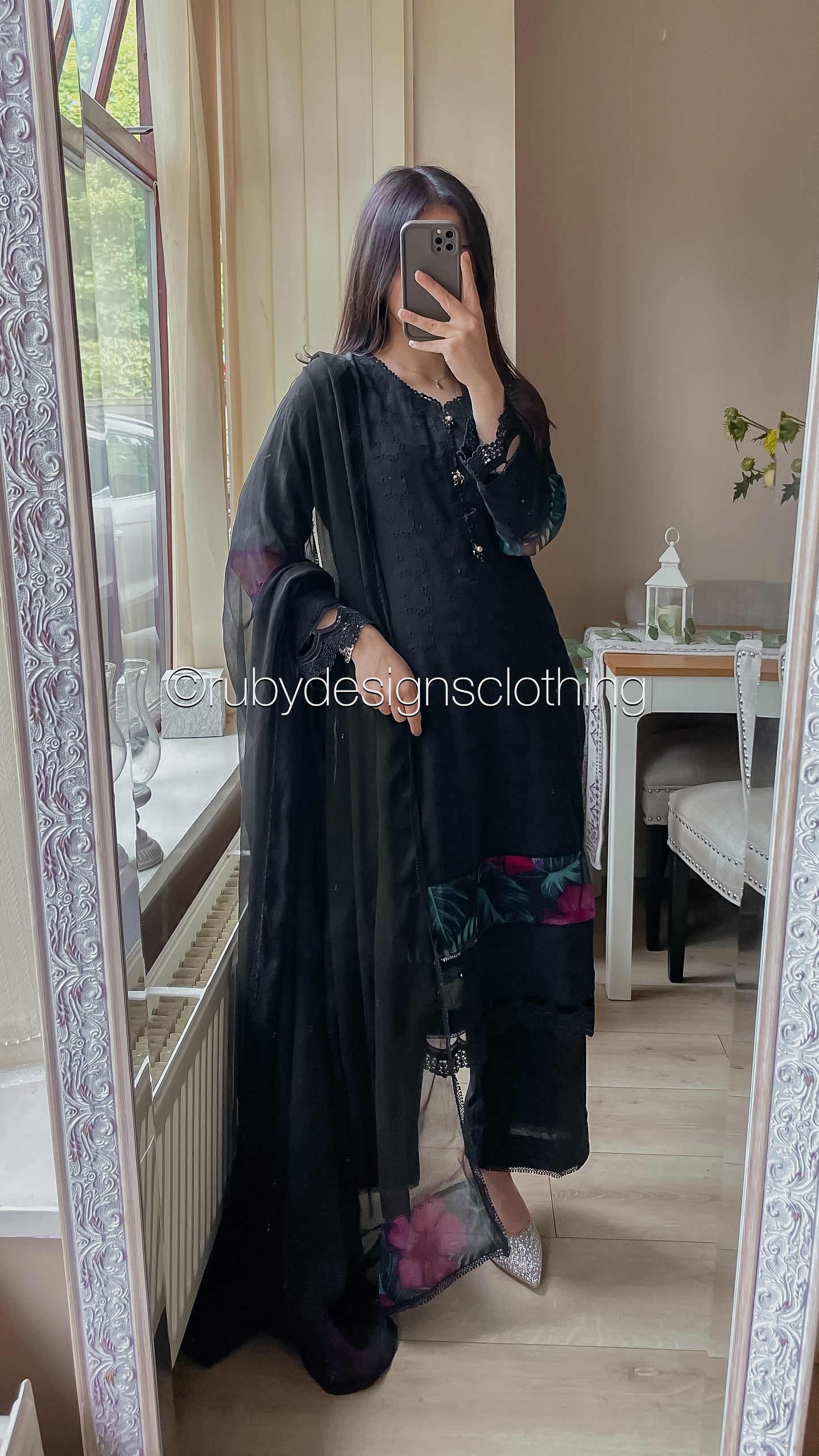 RANI - 3 Piece Black Chikankari Suit with Chiffon Dupatta (8570054443221)