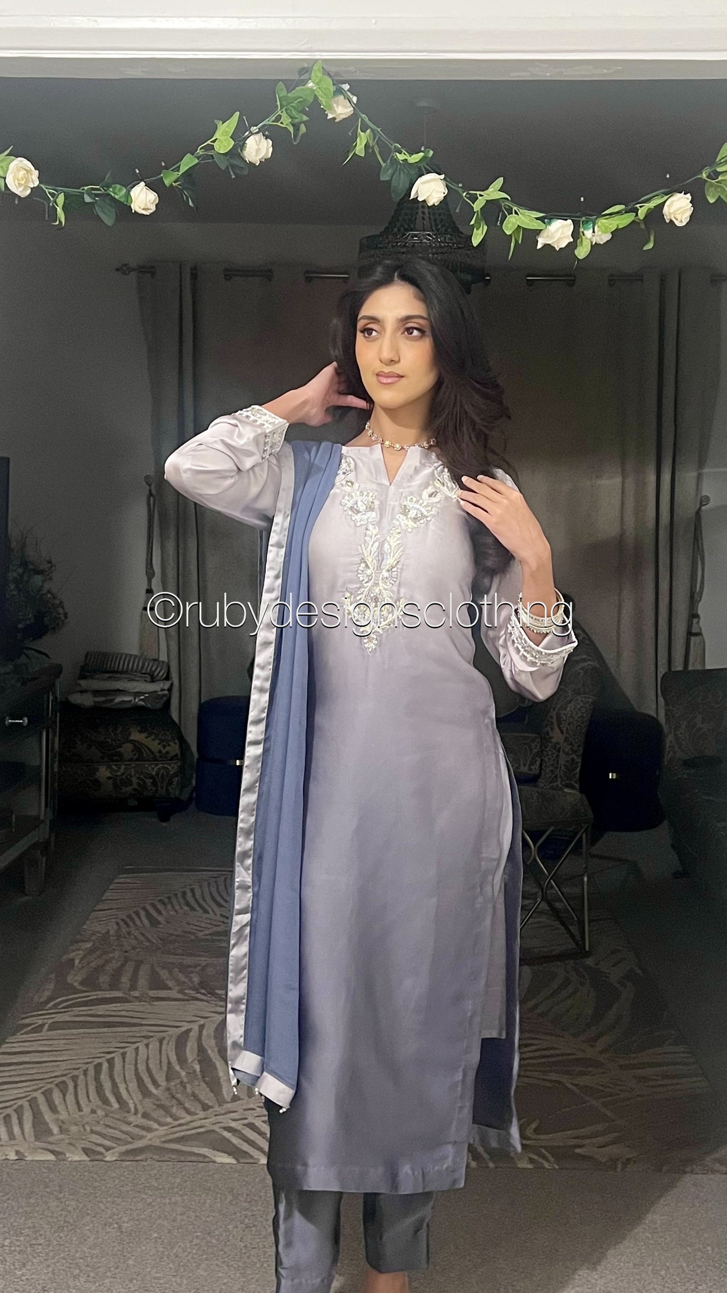 RAYNA Amethyst - 3 Piece Silk Suit with Handwork