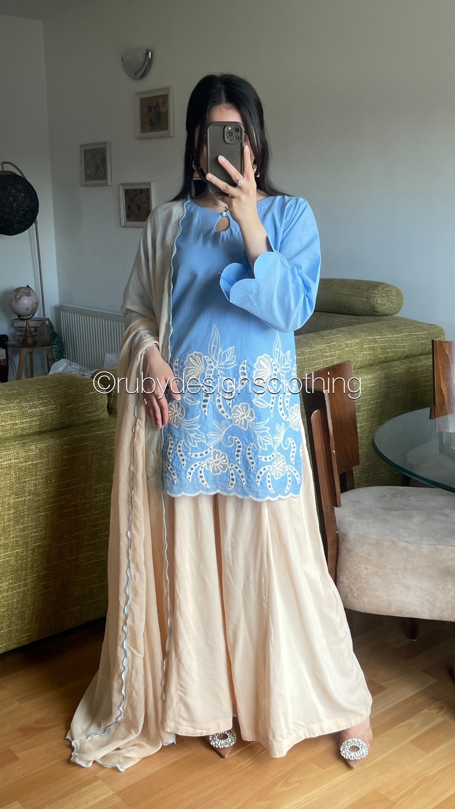 ELIA Sky - 3 Piece Swiss Lawn Suit with Flowy Wide-Leg Pants