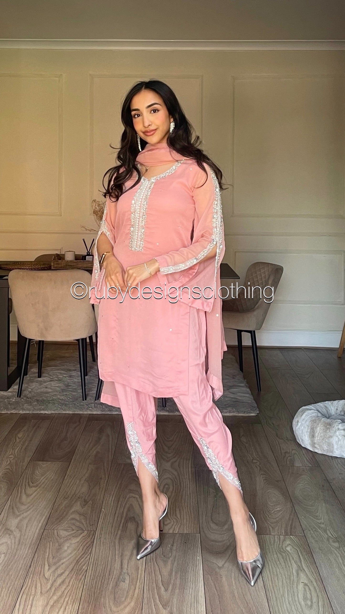 ASMA Rose - 3 Piece Chiffon Suit with Tulip Trousers