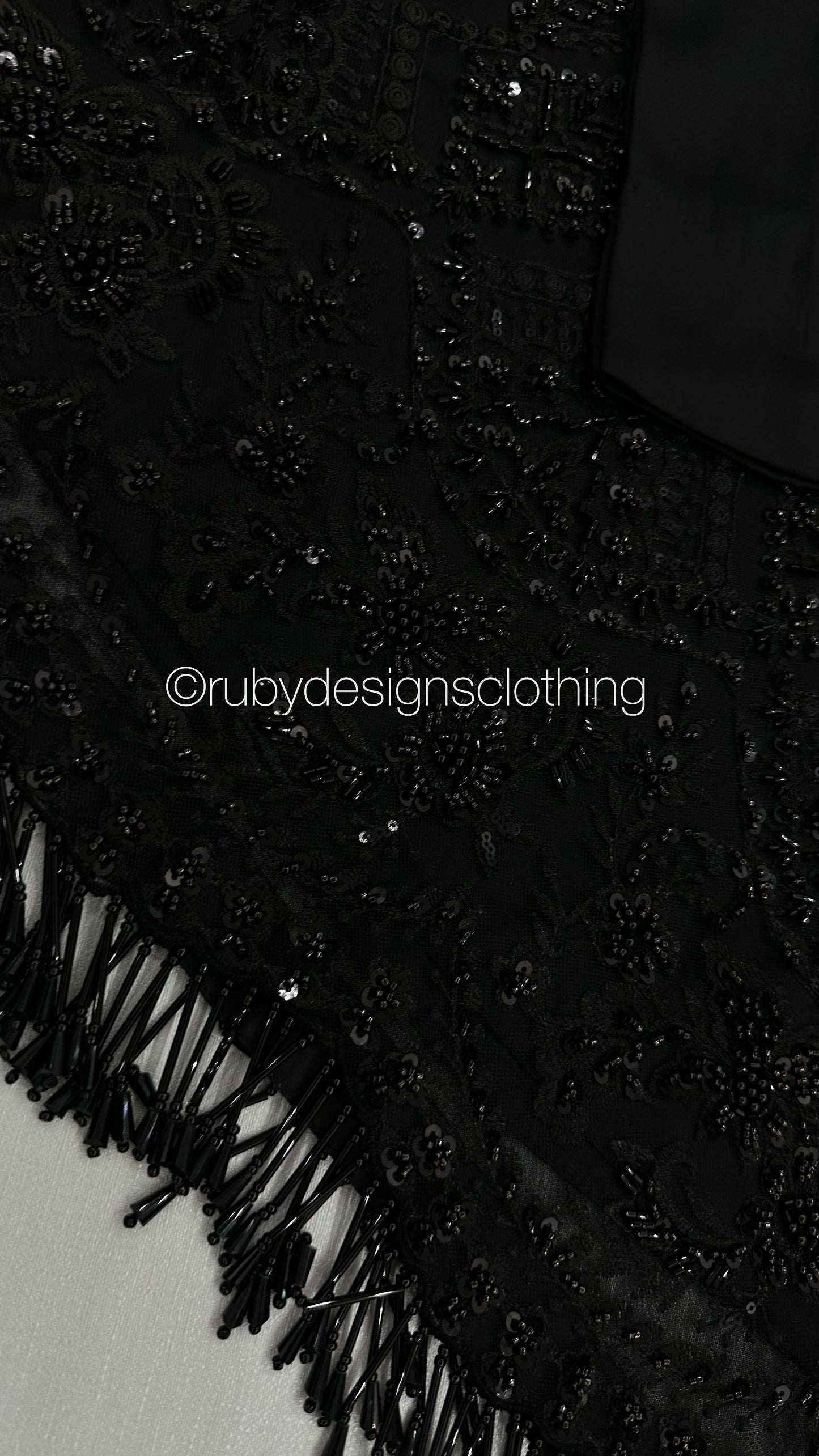 SANA - 3 Piece Jet Black Net Suit with Net Dupatta and Tassels (8301864222933)