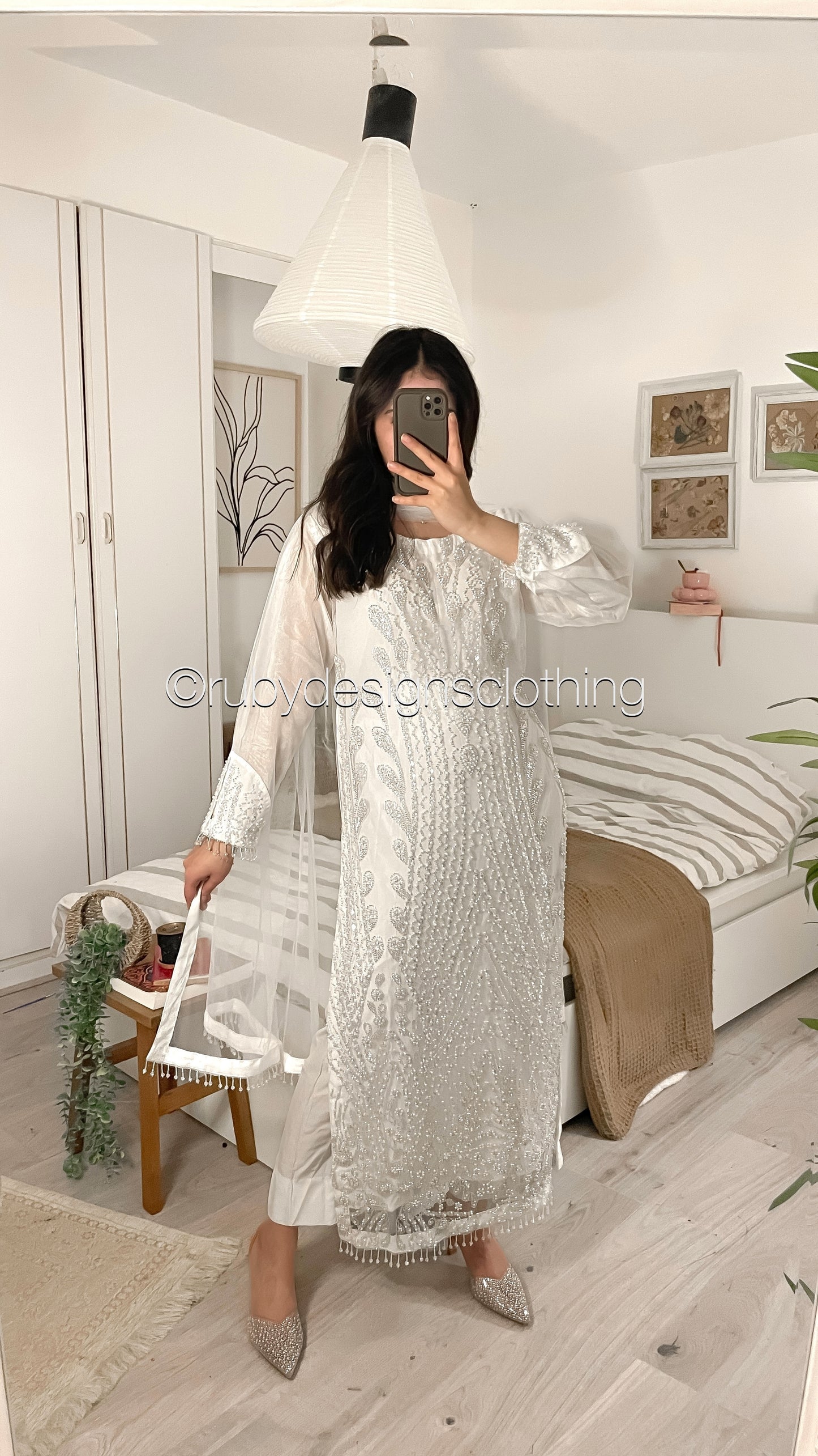 SHIREEN - 3 Piece White Net Suit with Pearl Detailing (8354934227157)