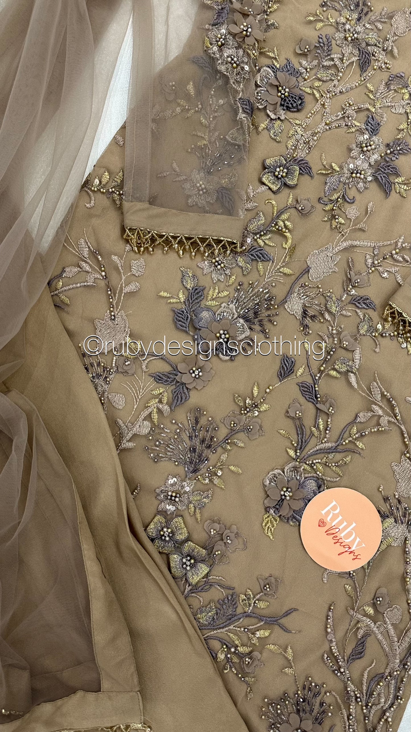 NABA - 3 Piece Latte Net Suit with 3D Detailing (8354935242965)
