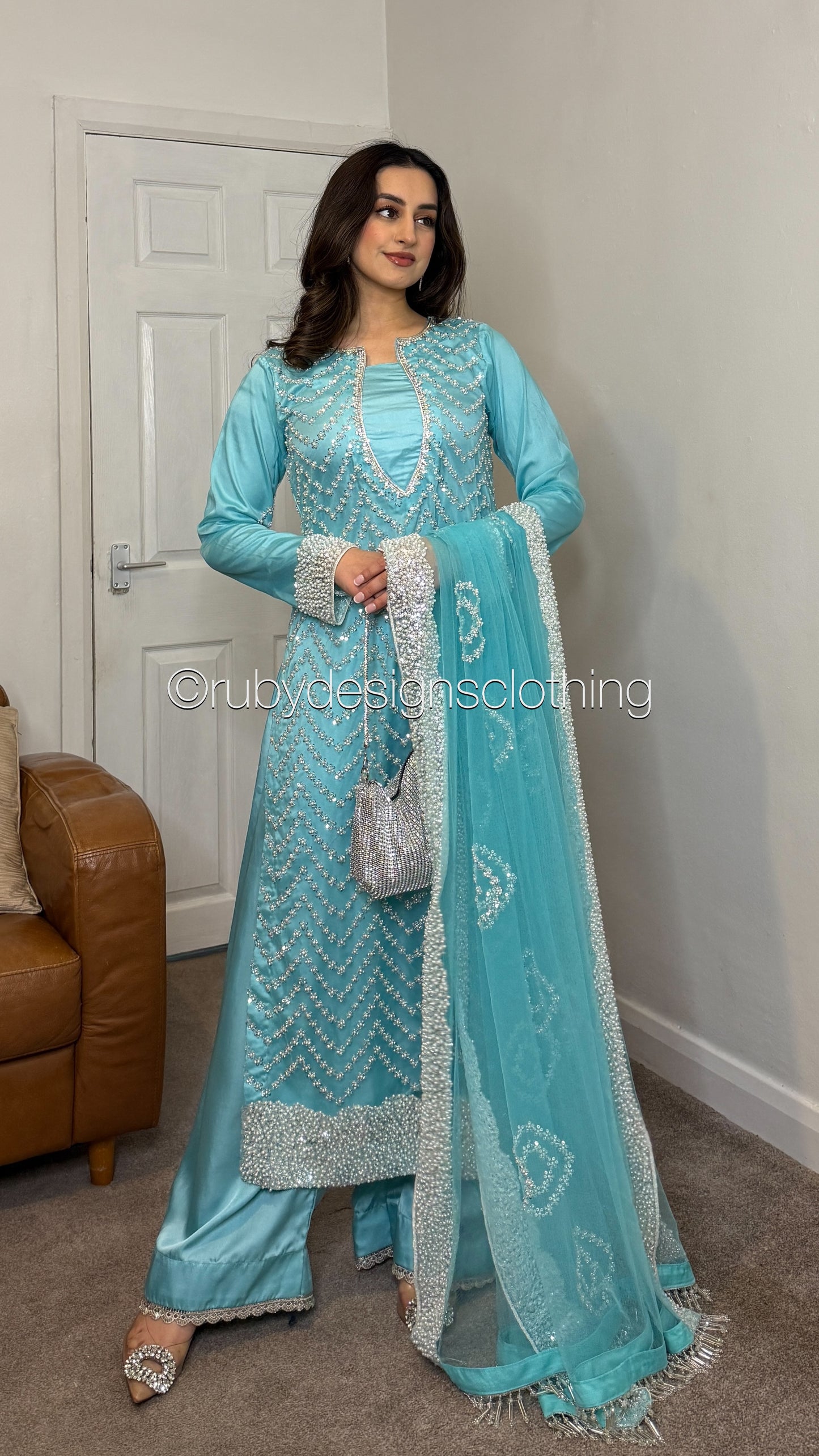 IZMA Ice - 3 Piece Net Suit with Wide Leg Trousers