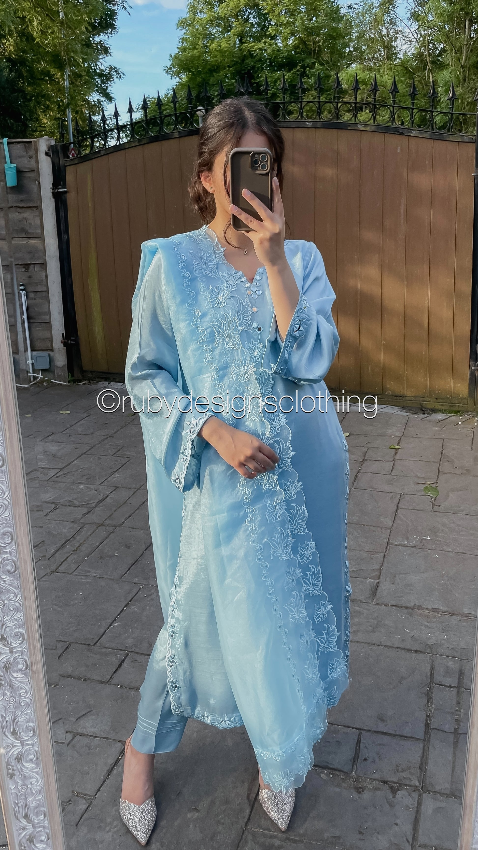 ALIZEY Sky - 3 Piece Sky Blue Silk Suit with Organza Dupatta (8559581757653)