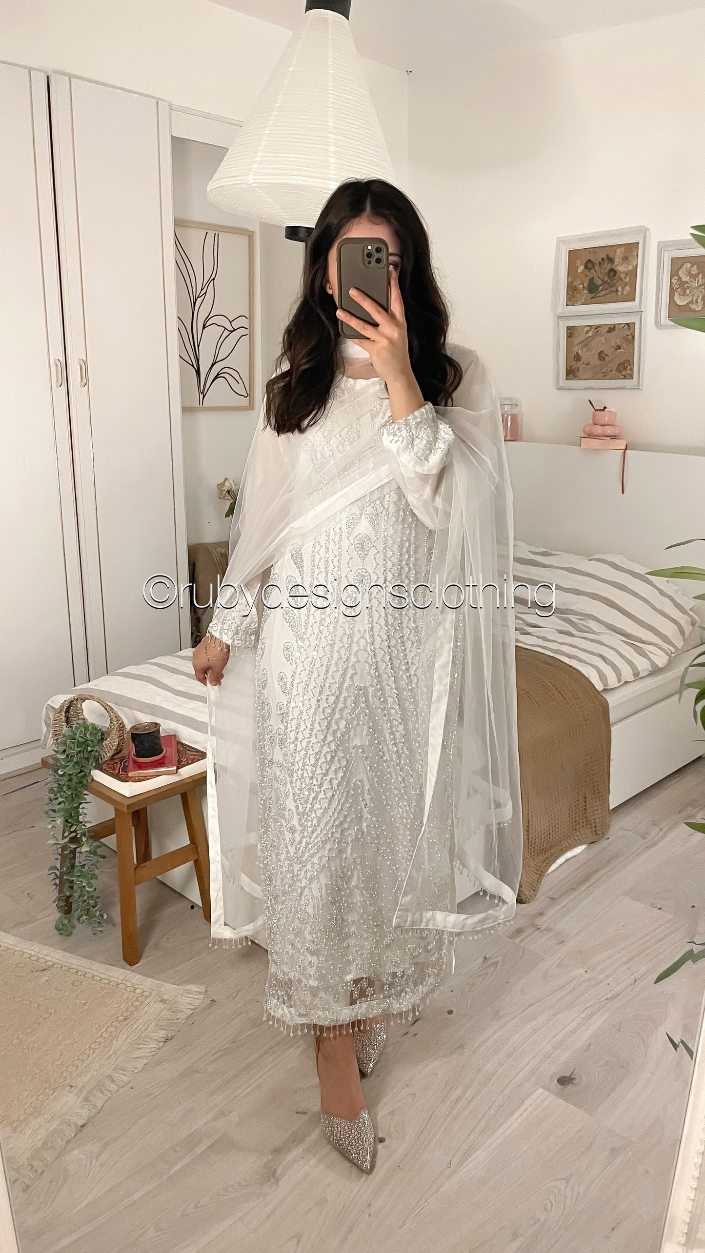 SHIREEN - 3 Piece White Net Suit with Pearl Detailing (8354934227157)