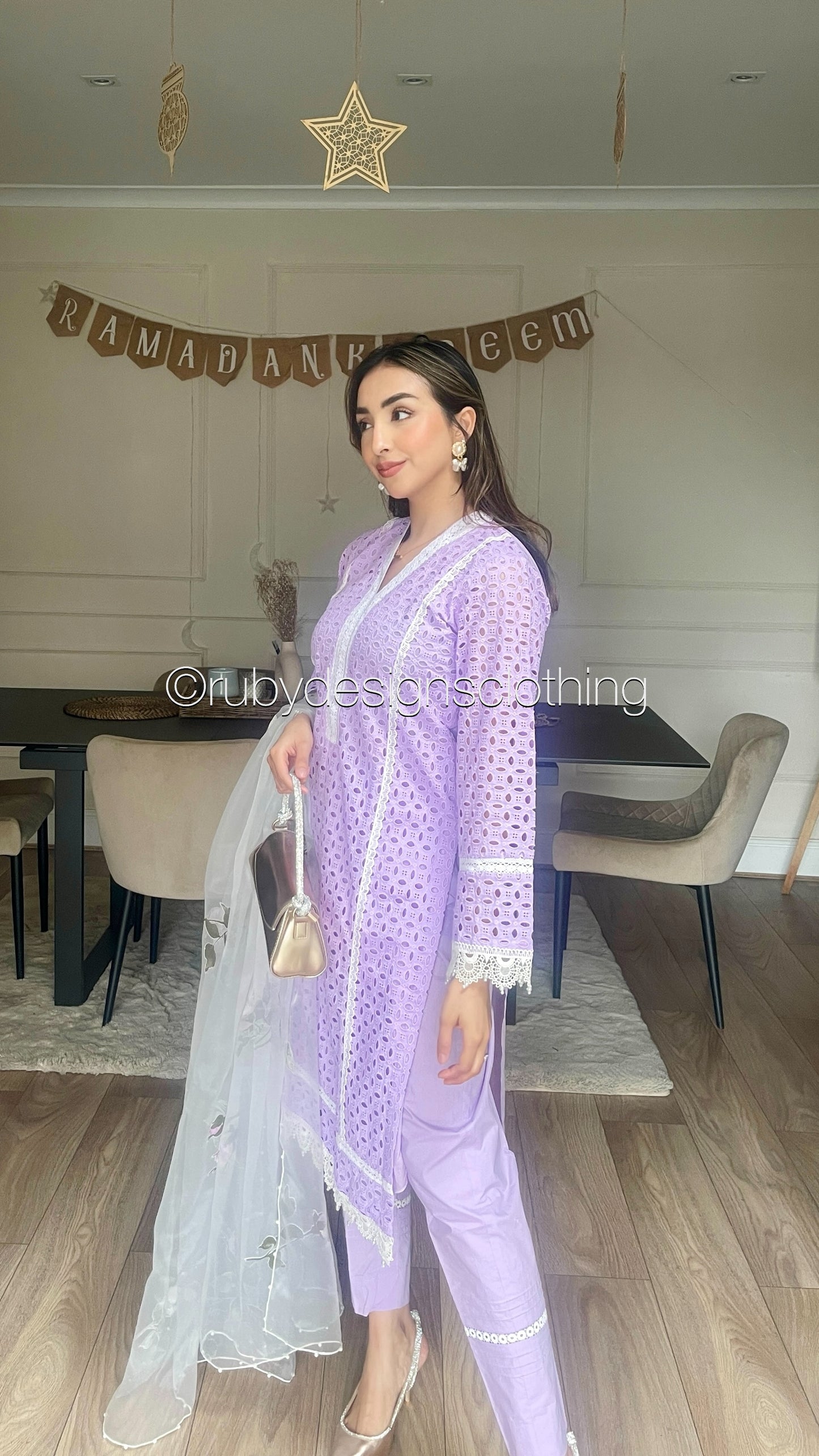 MALIKA - 3 Piece Lilac Chikankari Suit with Organza Dupatta (8313783845077)