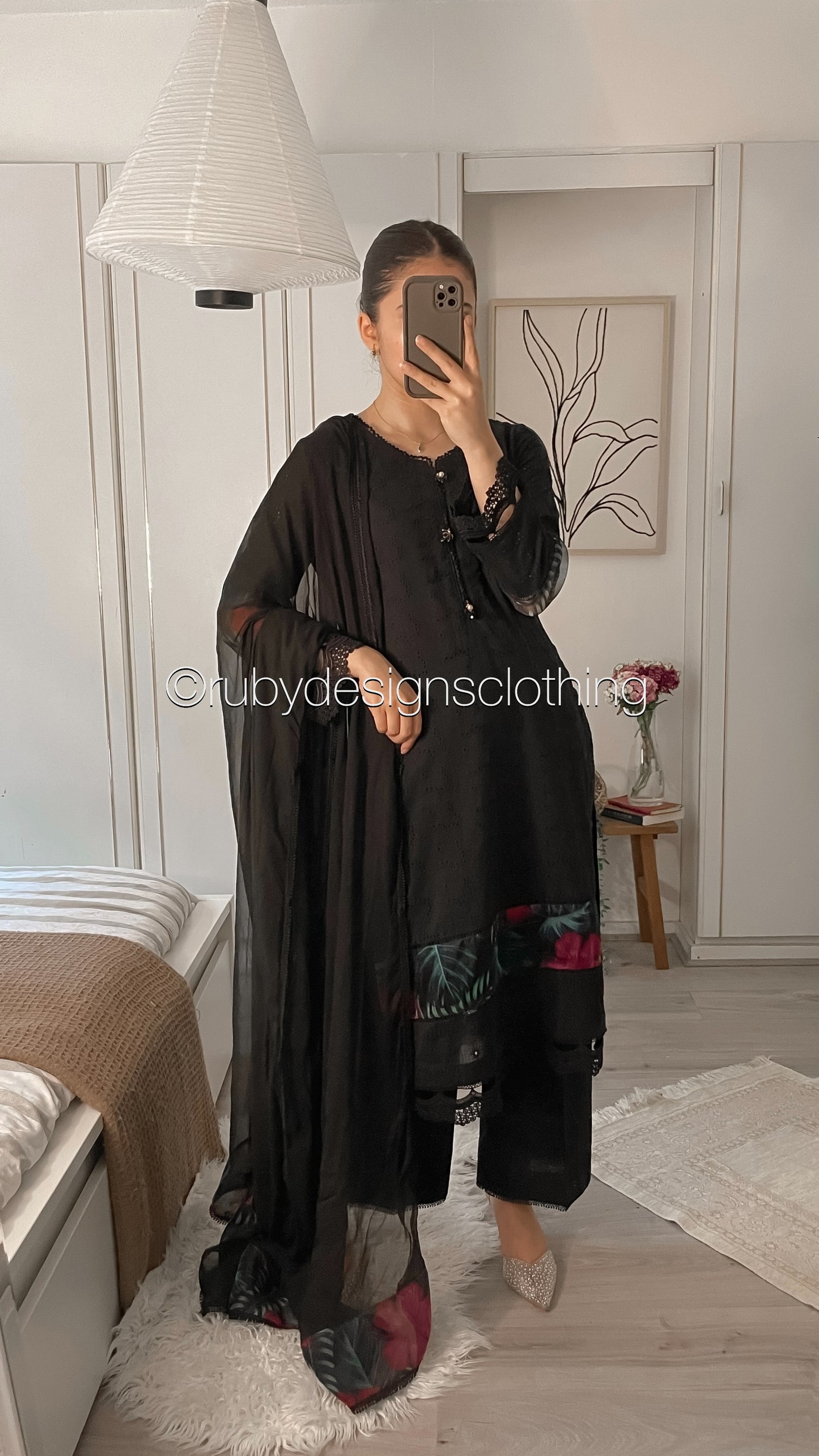 RANI - 3 Piece Black Chikankari Suit with Chiffon Dupatta (8570054443221)