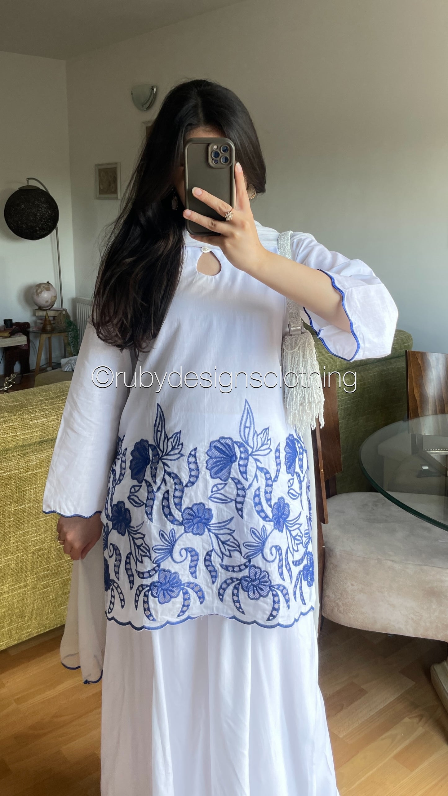 ELIA Azure - 3 Piece Swiss Lawn Suit with Flowy Wide-Leg Pants