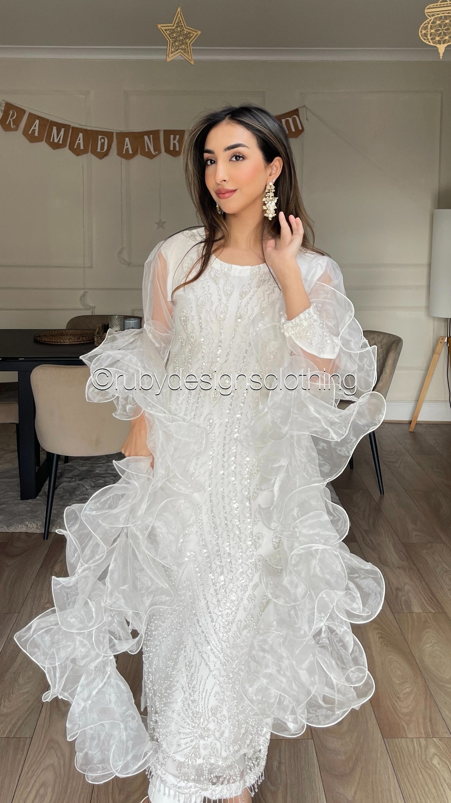 SHIREEN - 3 Piece White Net Suit with Pearl Detailing (8354934227157)