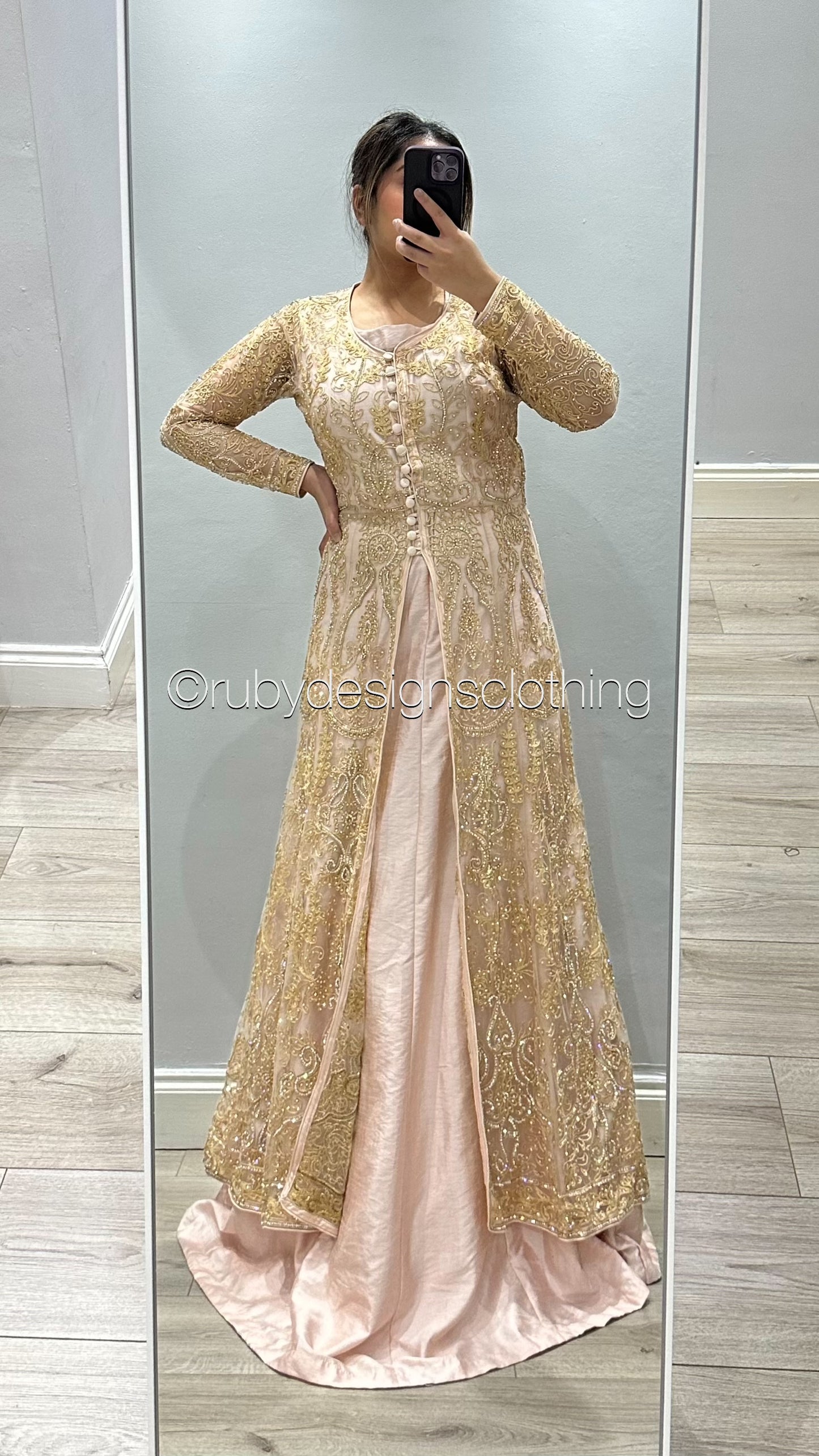 SHEILA - EXCLUSIVE SAMPLE 4 Piece Blush Pink Net Suit with Heavy Embroidery