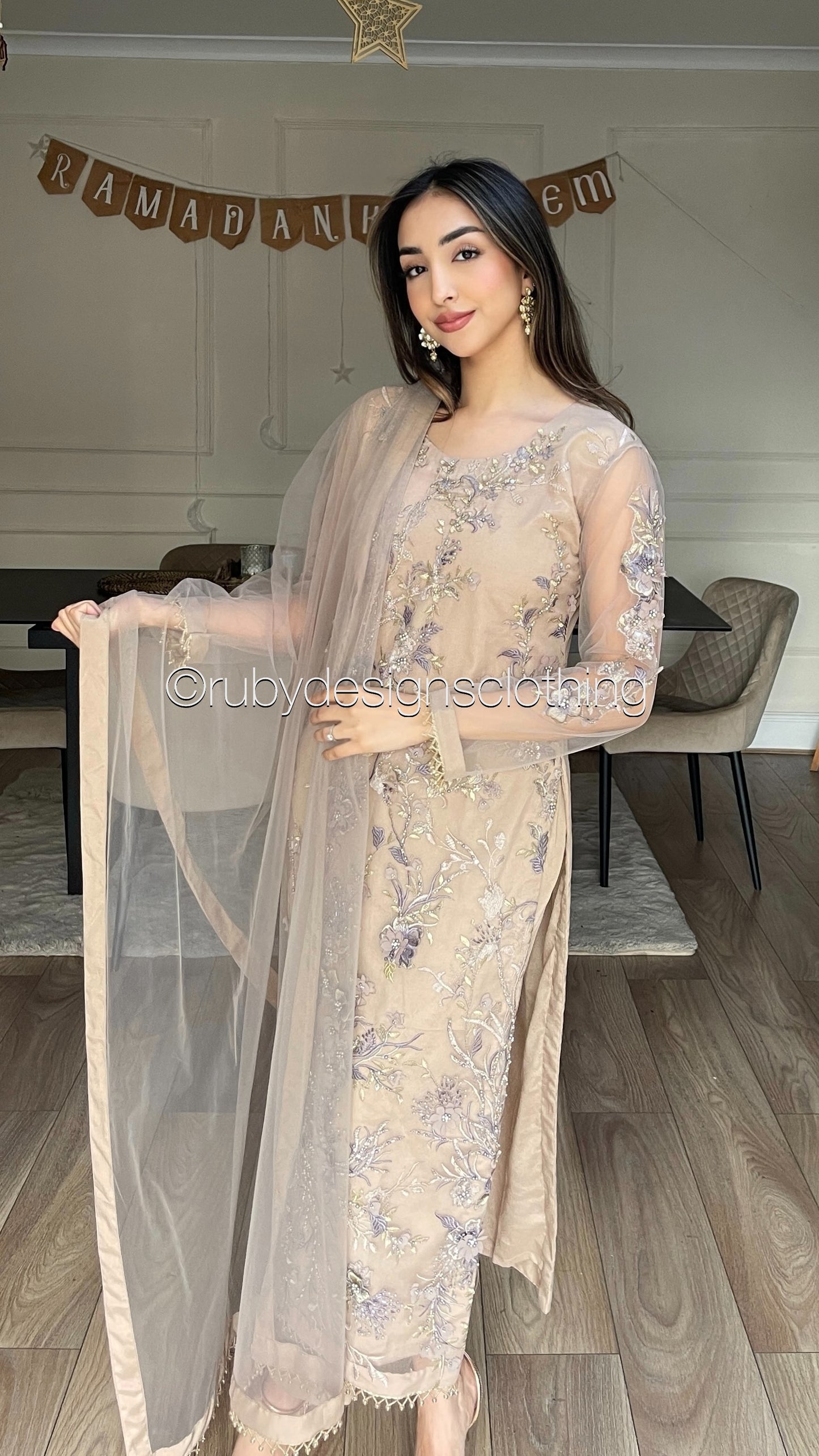NABA - 3 Piece Latte Net Suit with 3D Detailing (8354935242965)