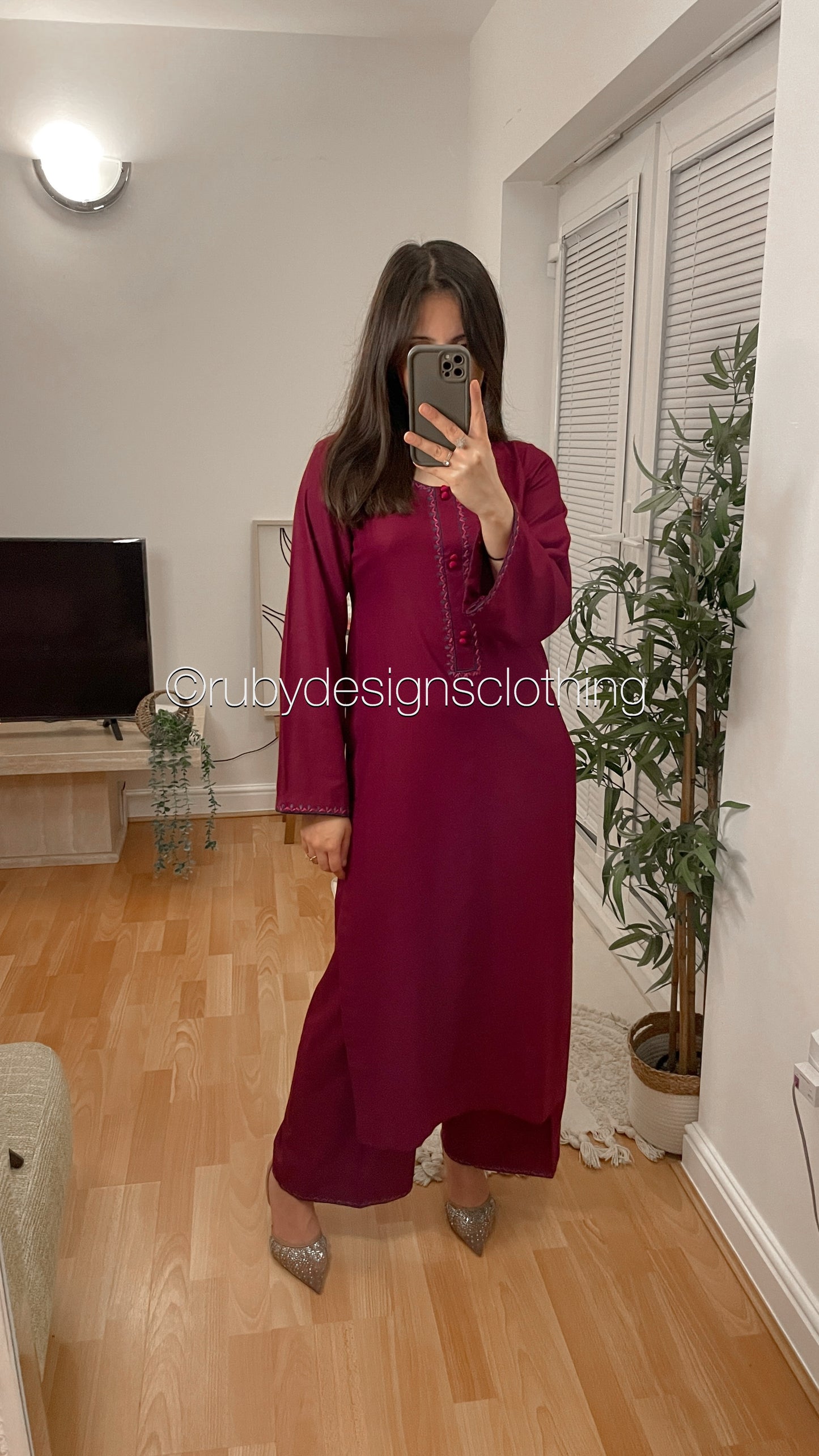 SOHA - 3 Piece Magenta Marina Suit with Embroidered Pashmina Shawl