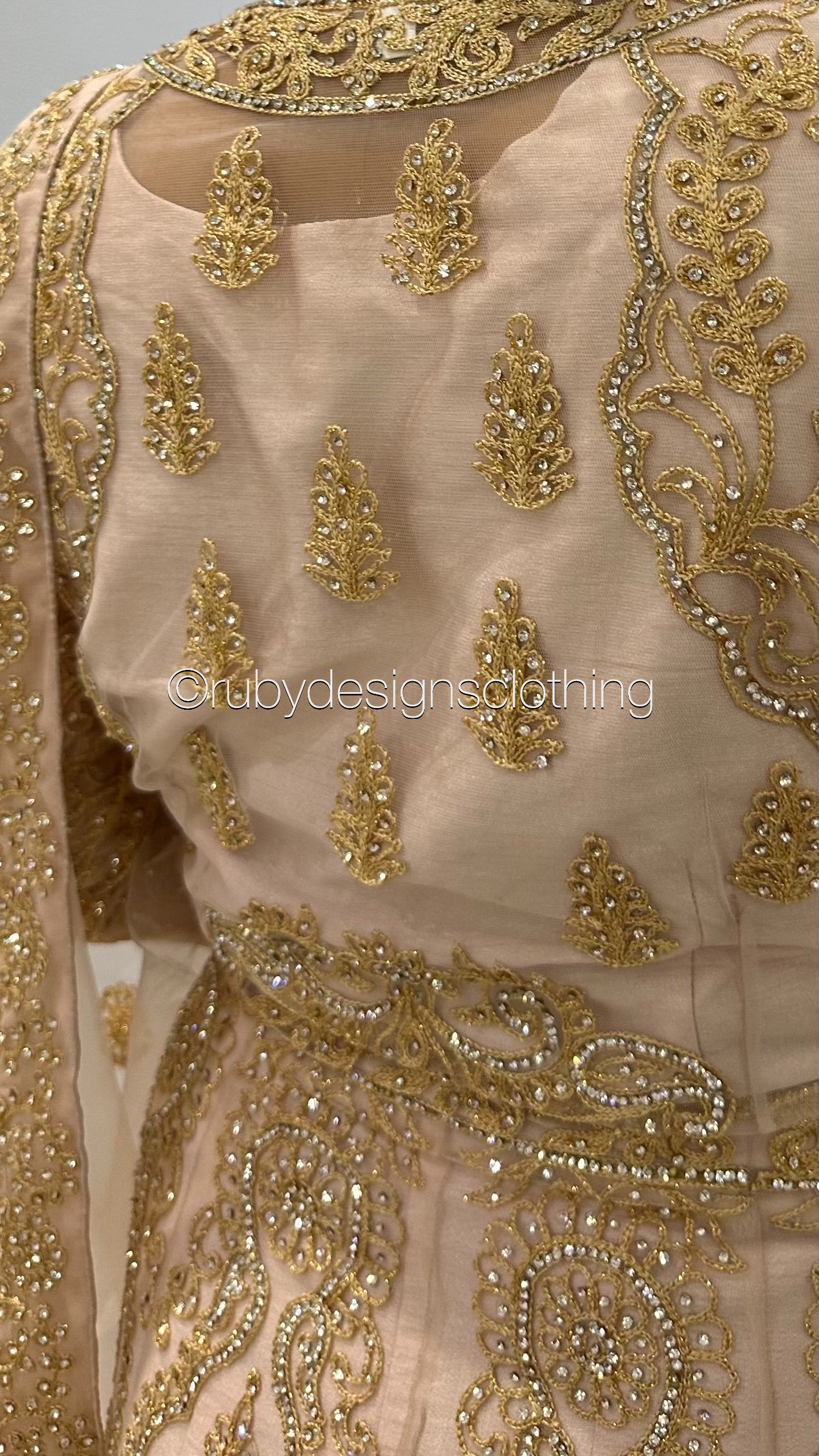 SHEILA - EXCLUSIVE SAMPLE 4 Piece Blush Pink Net Suit with Heavy Embroidery