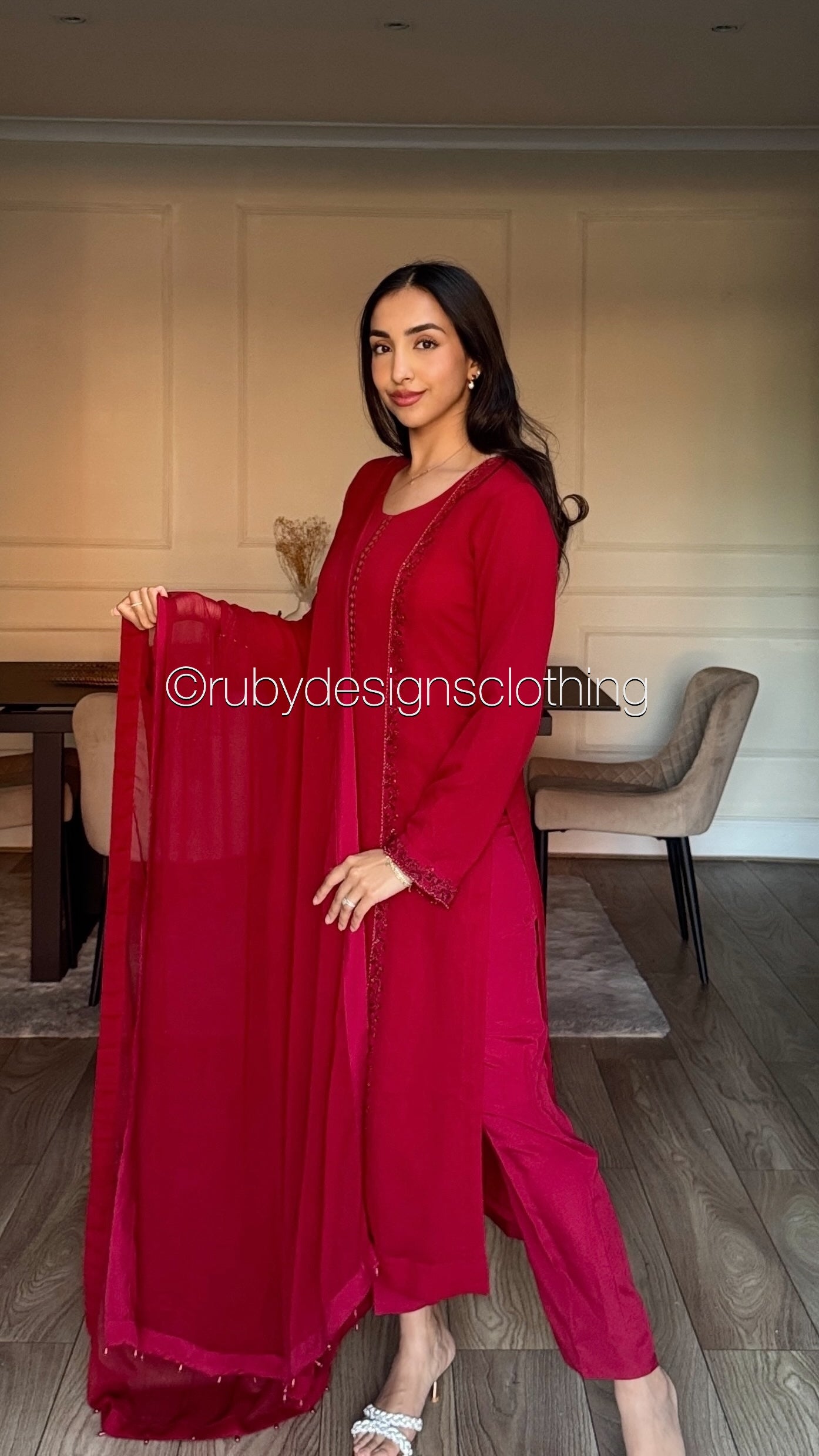ZYRA Ruby - 3 Piece Chiffon Suit with Trouser
