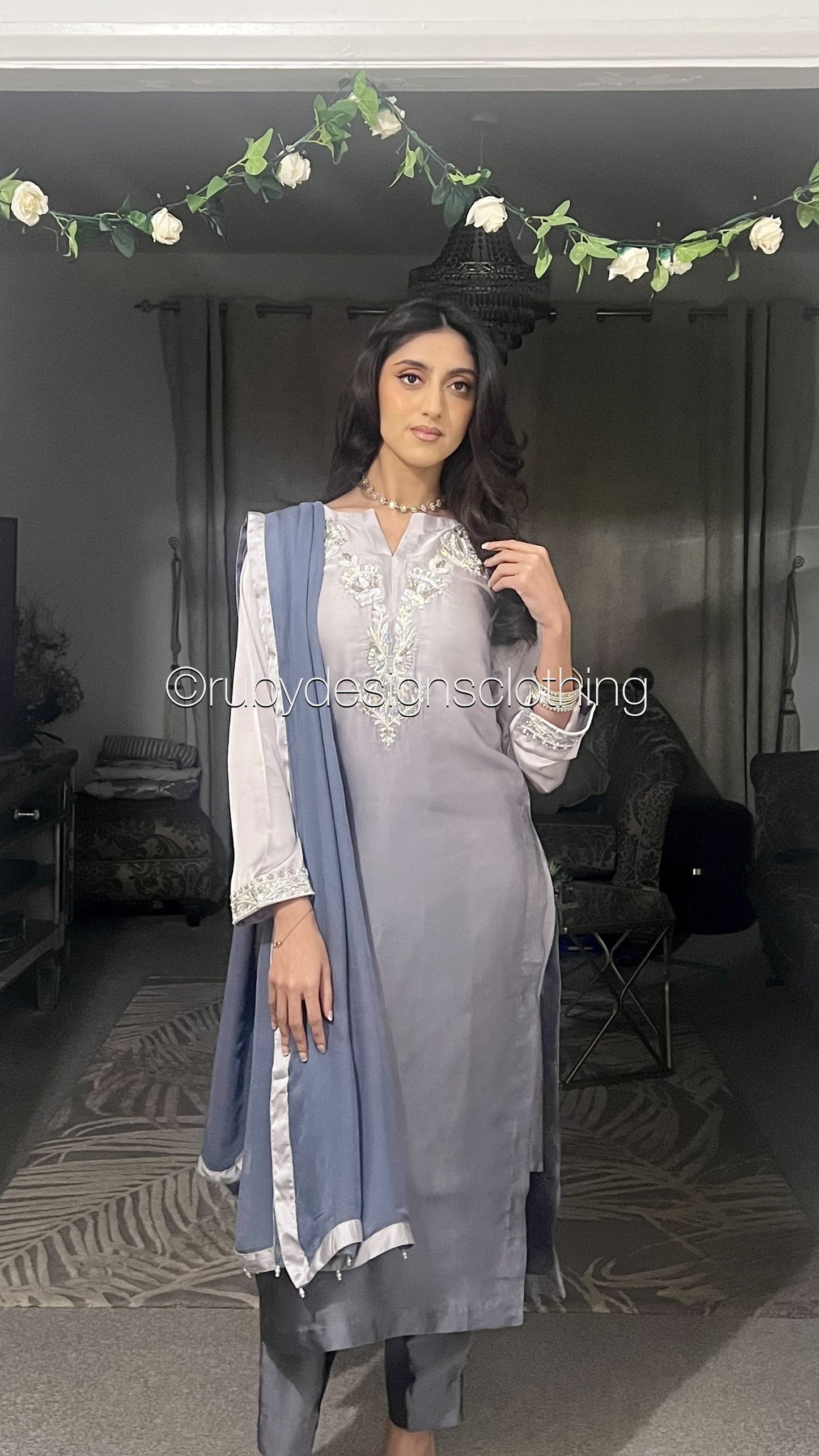 RAYNA Amethyst - 3 Piece Silk Suit with Handwork