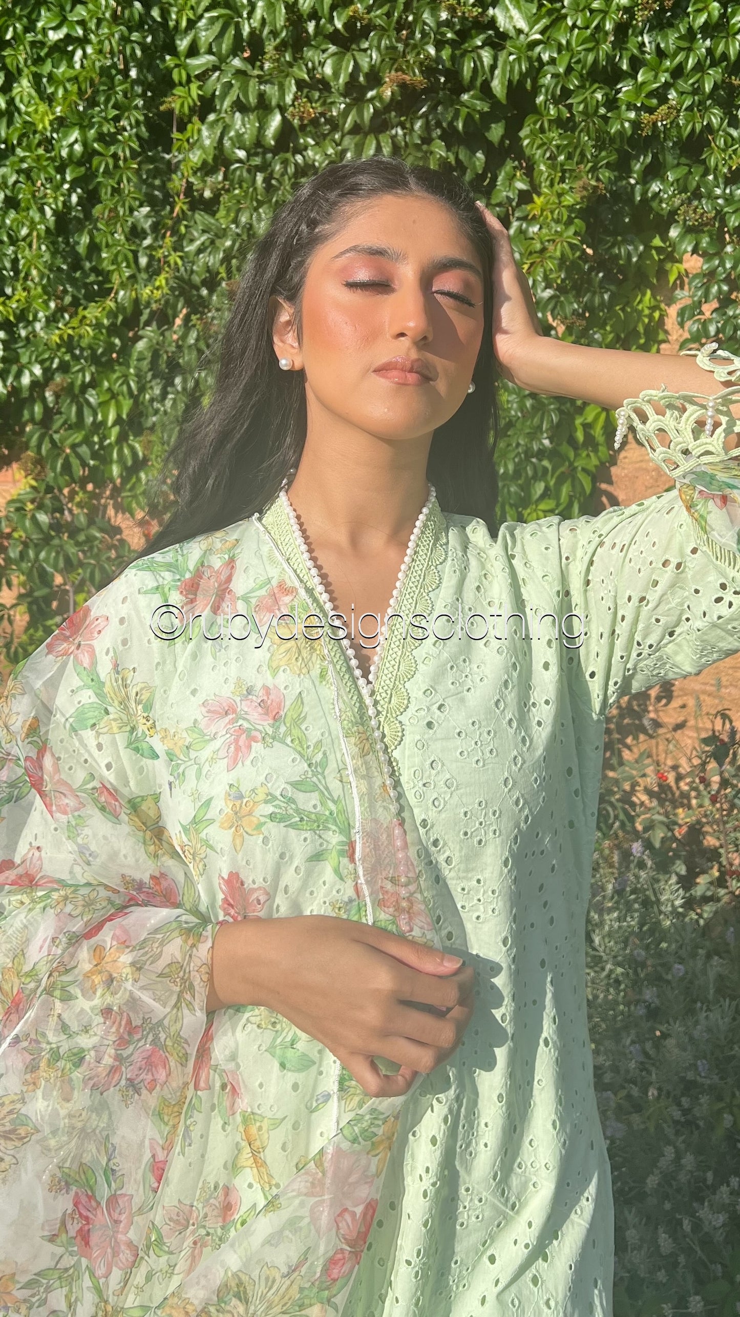 ZOHA - 3 Piece Mint Chikankari Suit with Organza Dupatta (8313783320789)