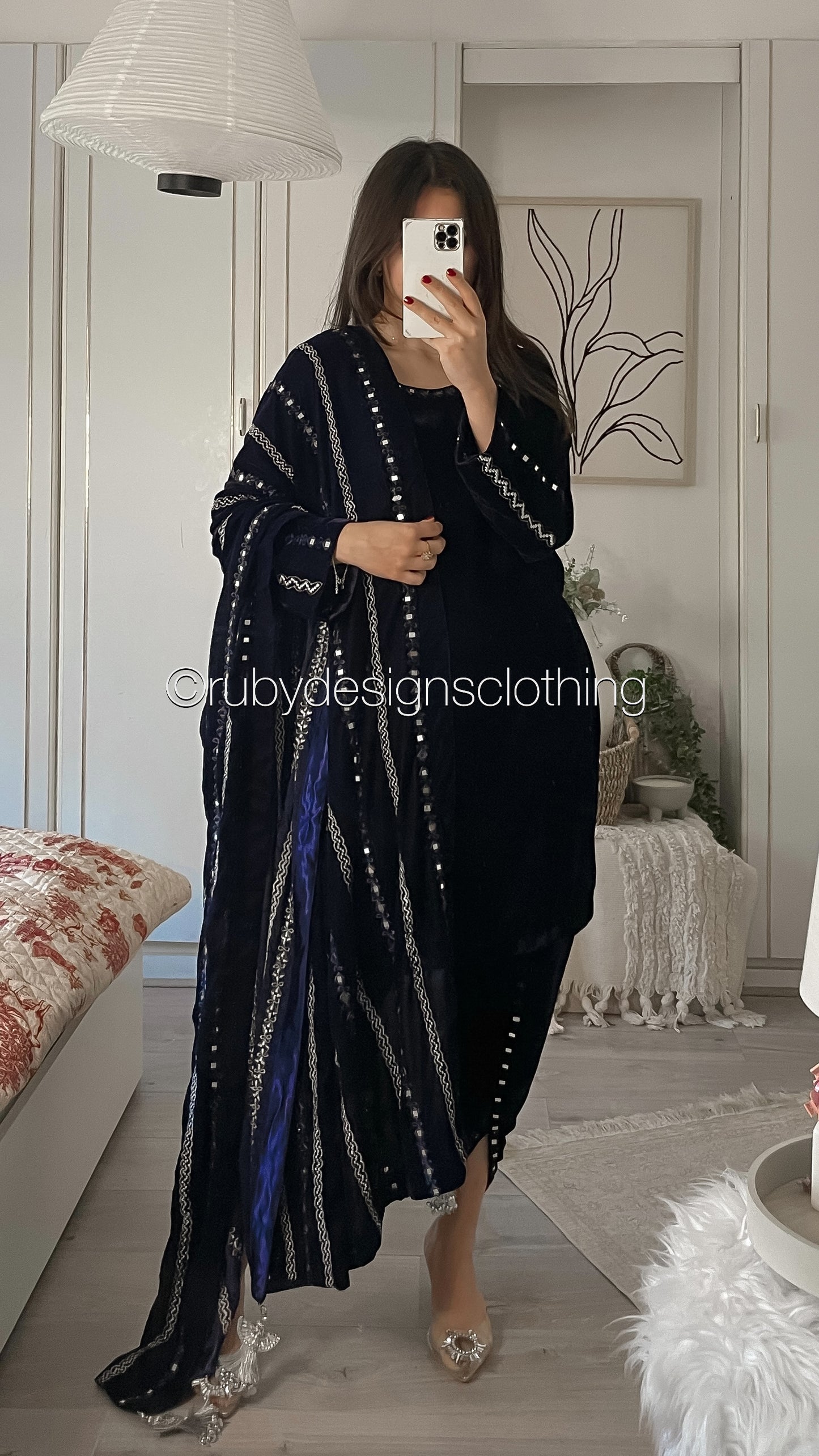 ELMIRA - 3 Piece Luxury Velvet Suit with Heavy Mirror Shawl (8236918309077)
