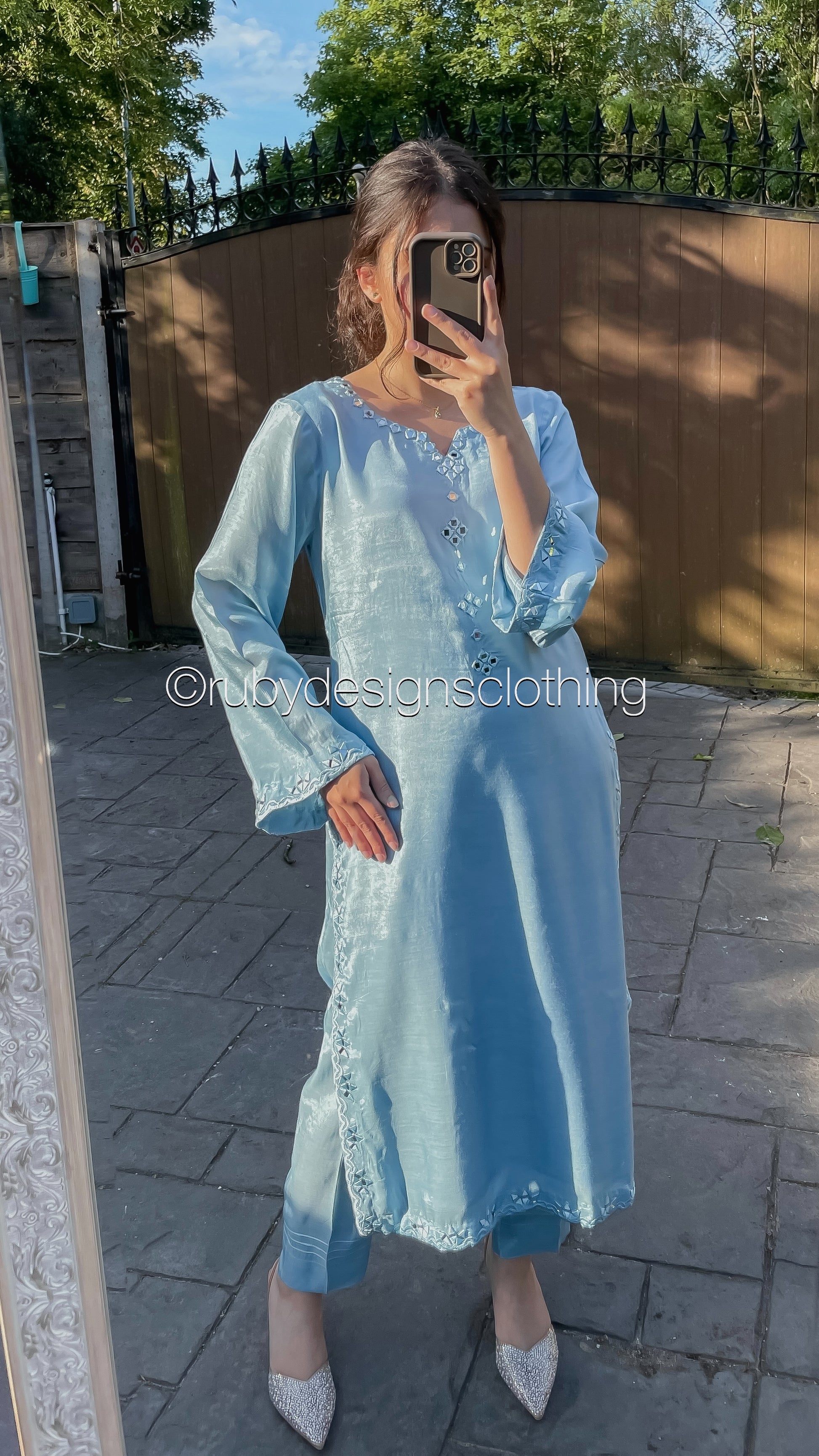 ALIZEY Sky - 3 Piece Sky Blue Silk Suit with Organza Dupatta (8559581757653)