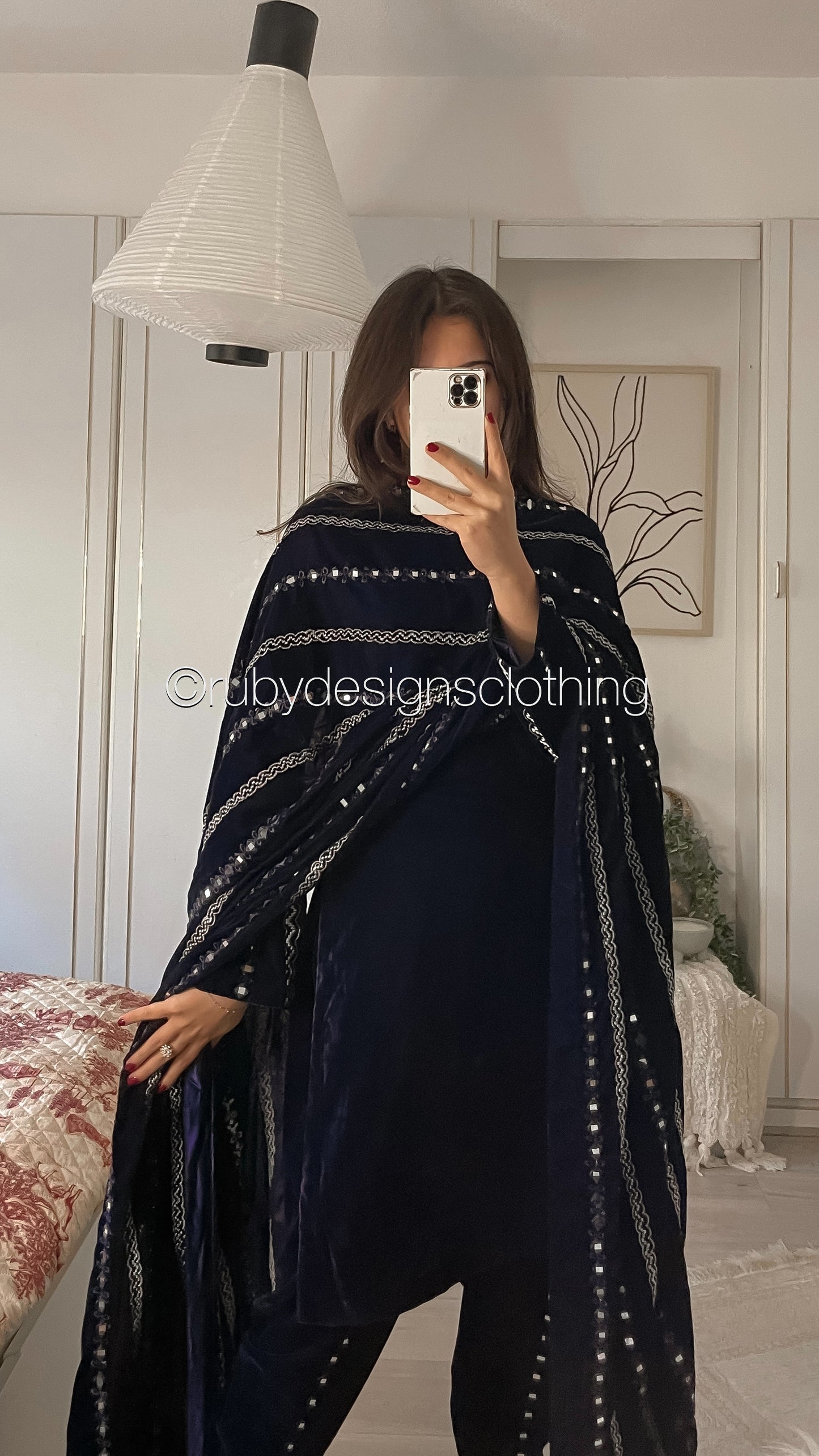 ELMIRA - 3 Piece Luxury Velvet Suit with Heavy Mirror Shawl (8236918309077)