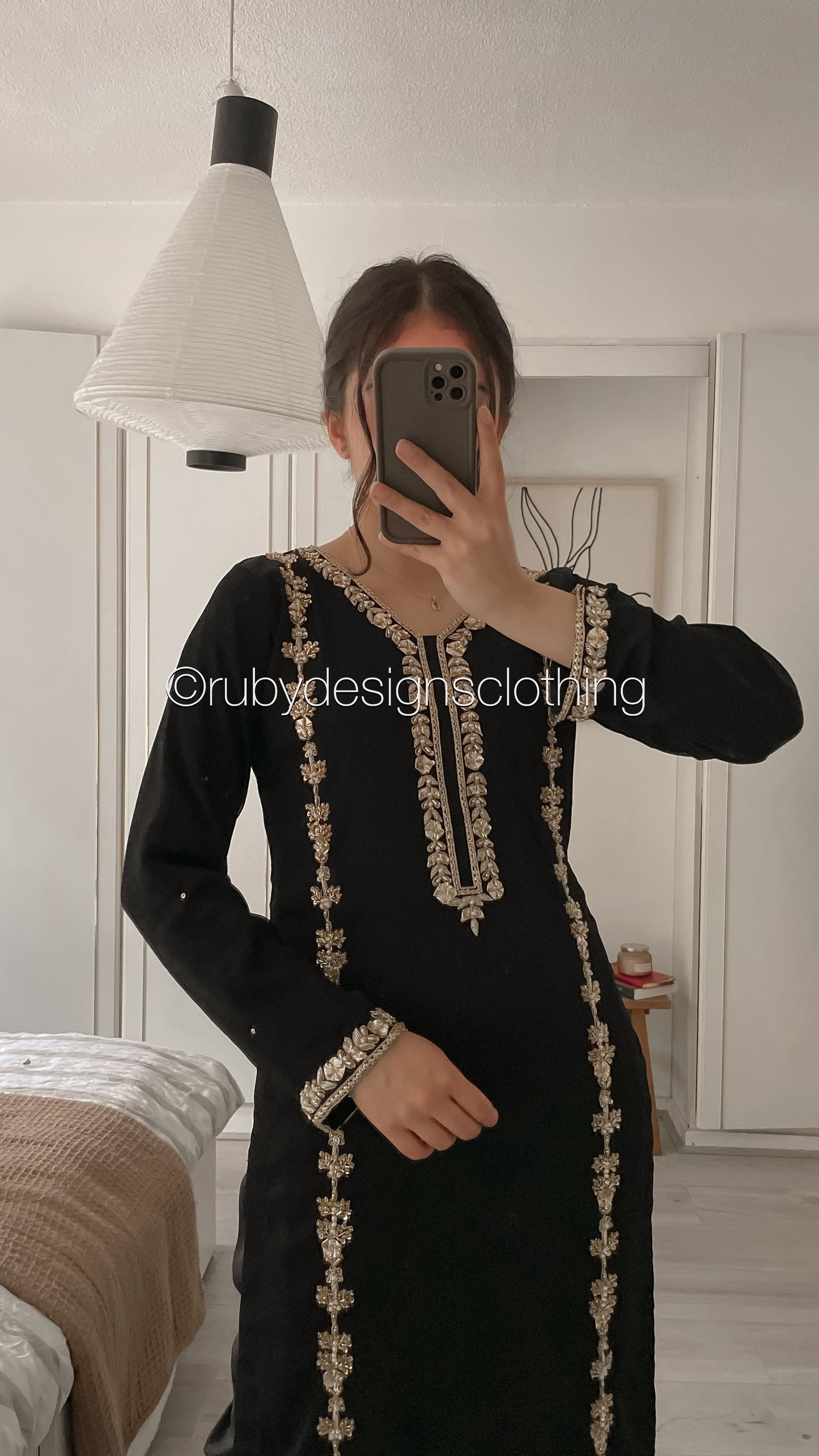 SADAF Black - 3 Piece Black Chiffon Suit with Gota Work (8532769276117)