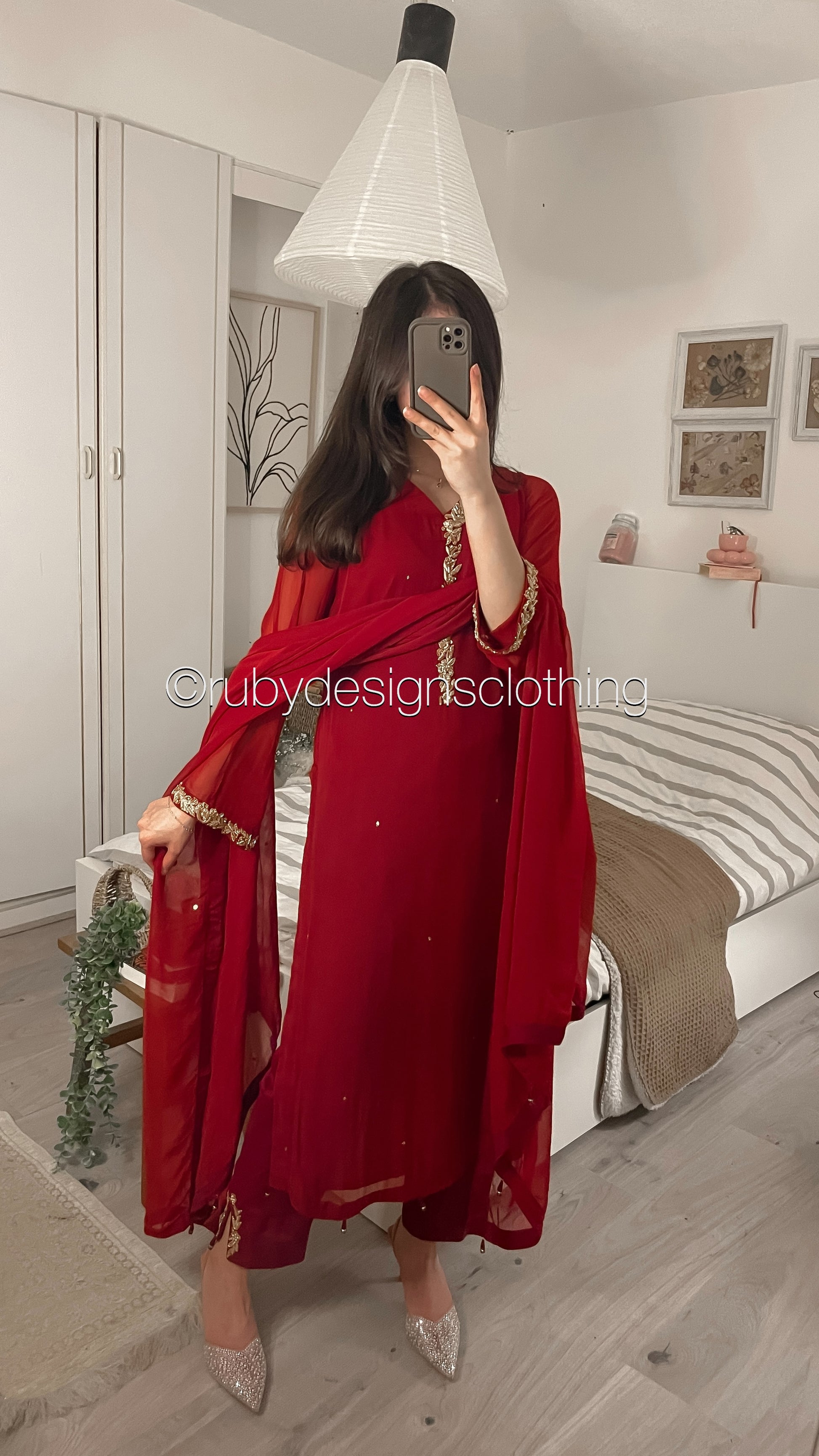 HIRA Ruby - 3 Piece Ruby Chiffon Suit with Chiffon Dupatta (8380346007765)