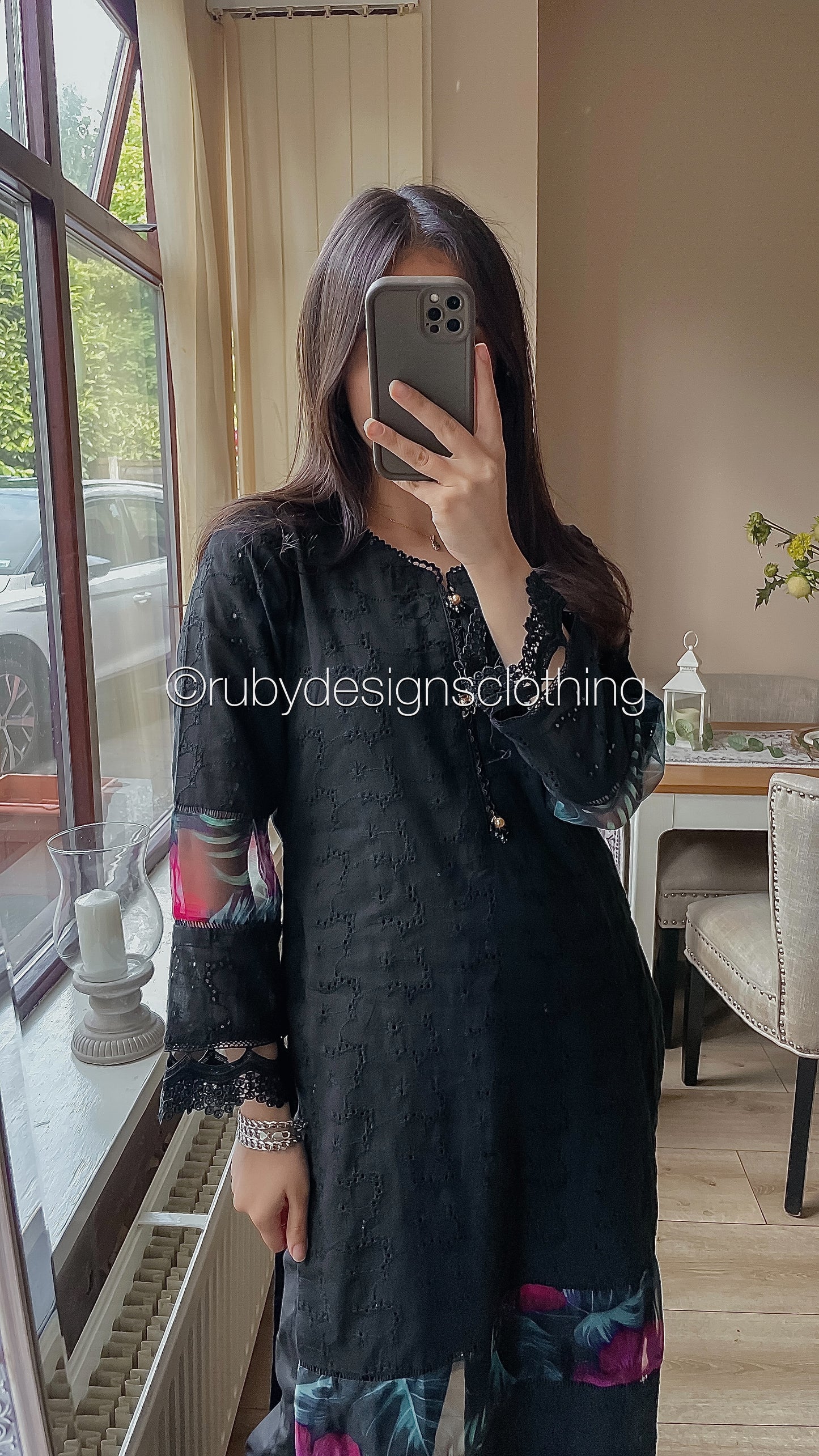RANI - 3 Piece Black Chikankari Suit with Chiffon Dupatta (8570054443221)