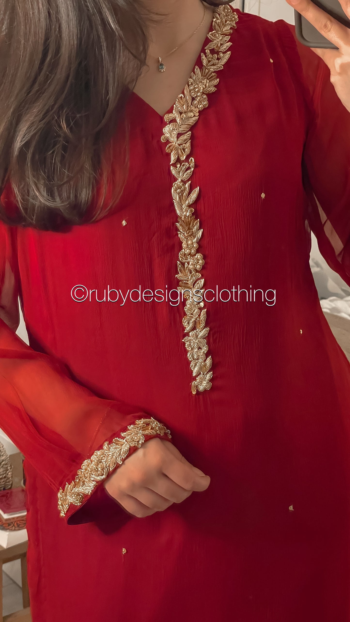 HIRA Ruby - 3 Piece Ruby Chiffon Suit with Chiffon Dupatta (8380346007765)