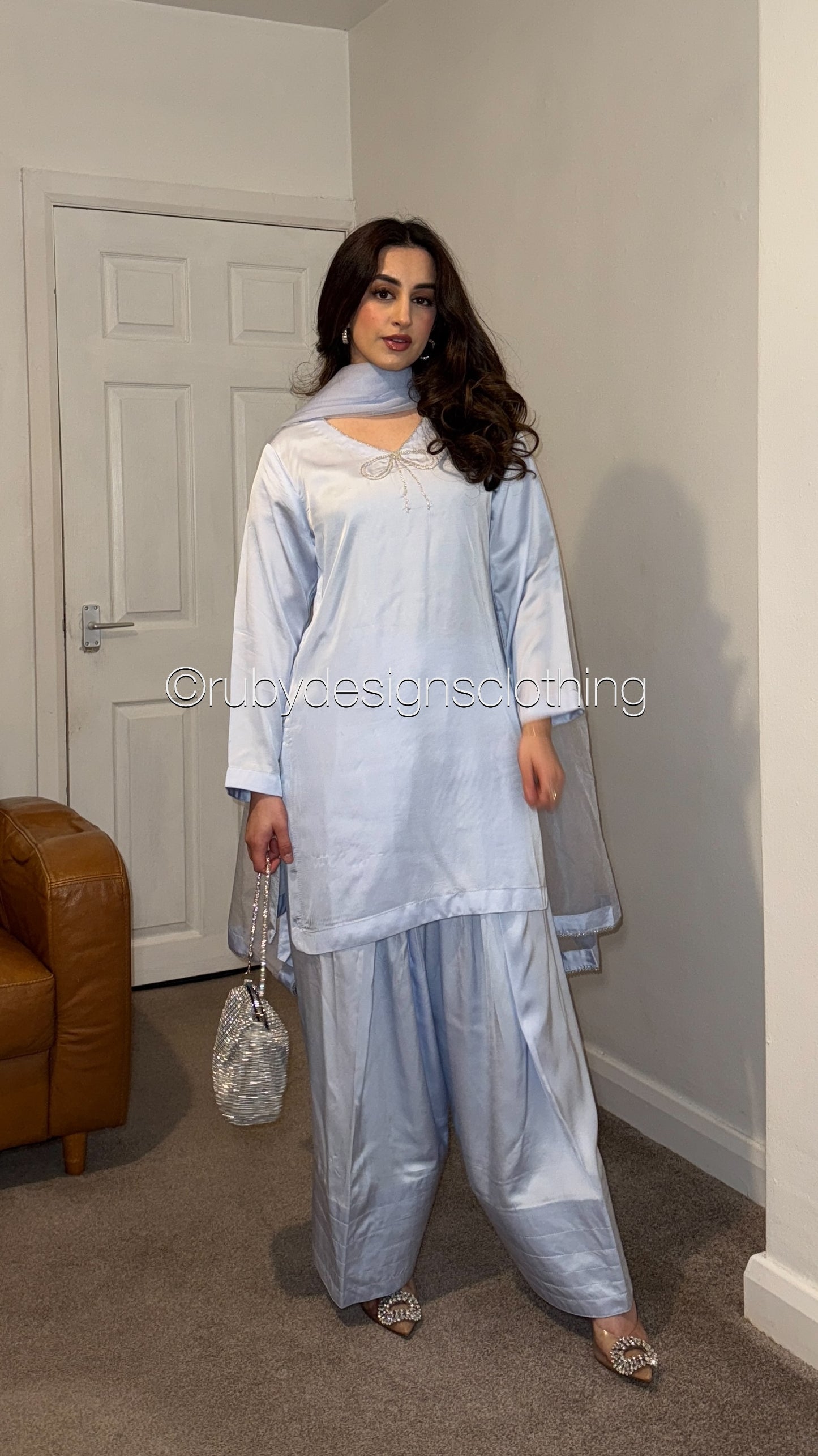 LUMA Ice - 3 Piece Silk Suit with Farshi Shalwar