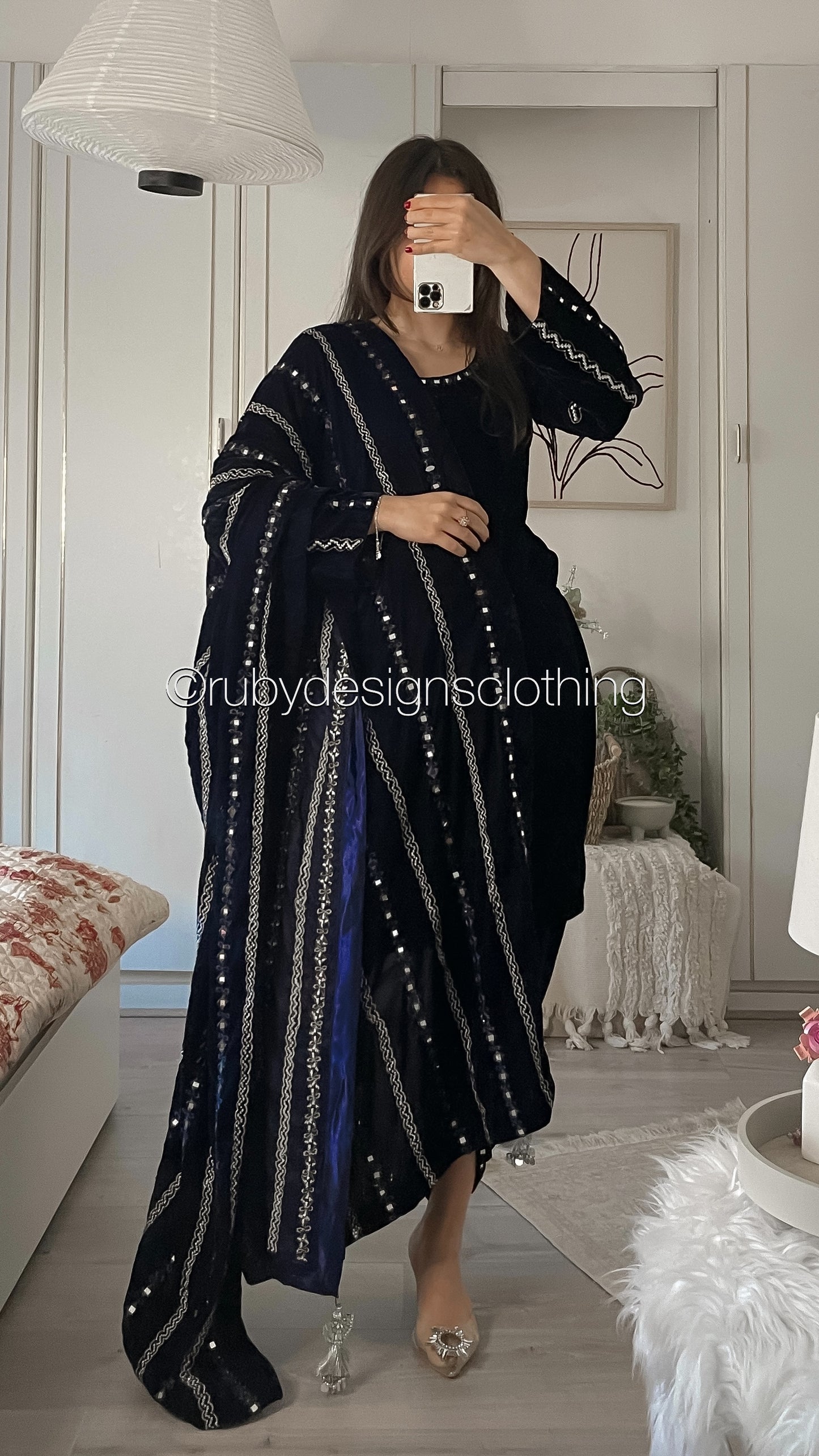 ELMIRA - 3 Piece Luxury Velvet Suit with Heavy Mirror Shawl (8236918309077)
